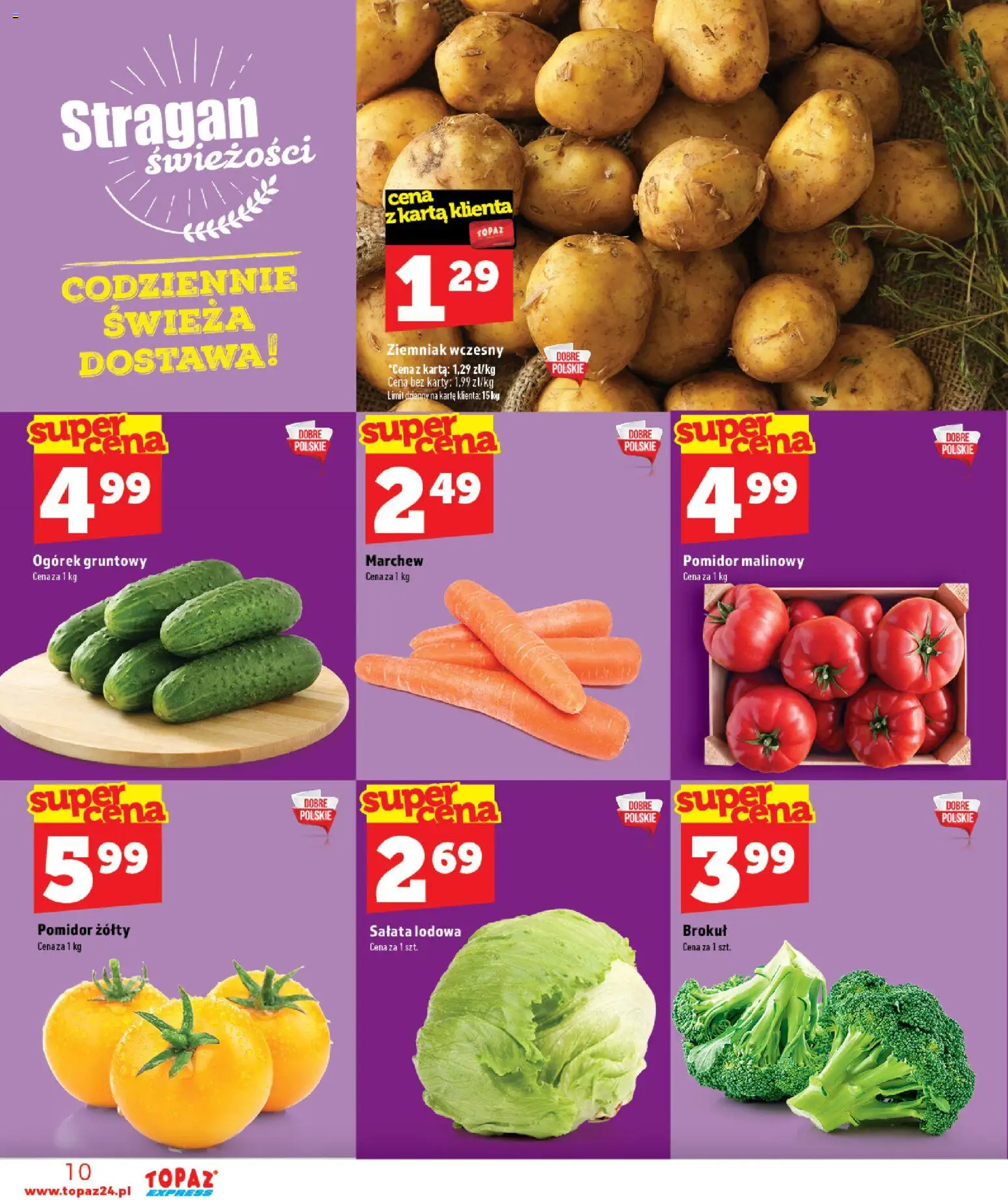 Topaz gazetka - Express od 16.07.2026 | Strona: 10 | Produkty: Karta, Pomidor malinowy, Brokuł