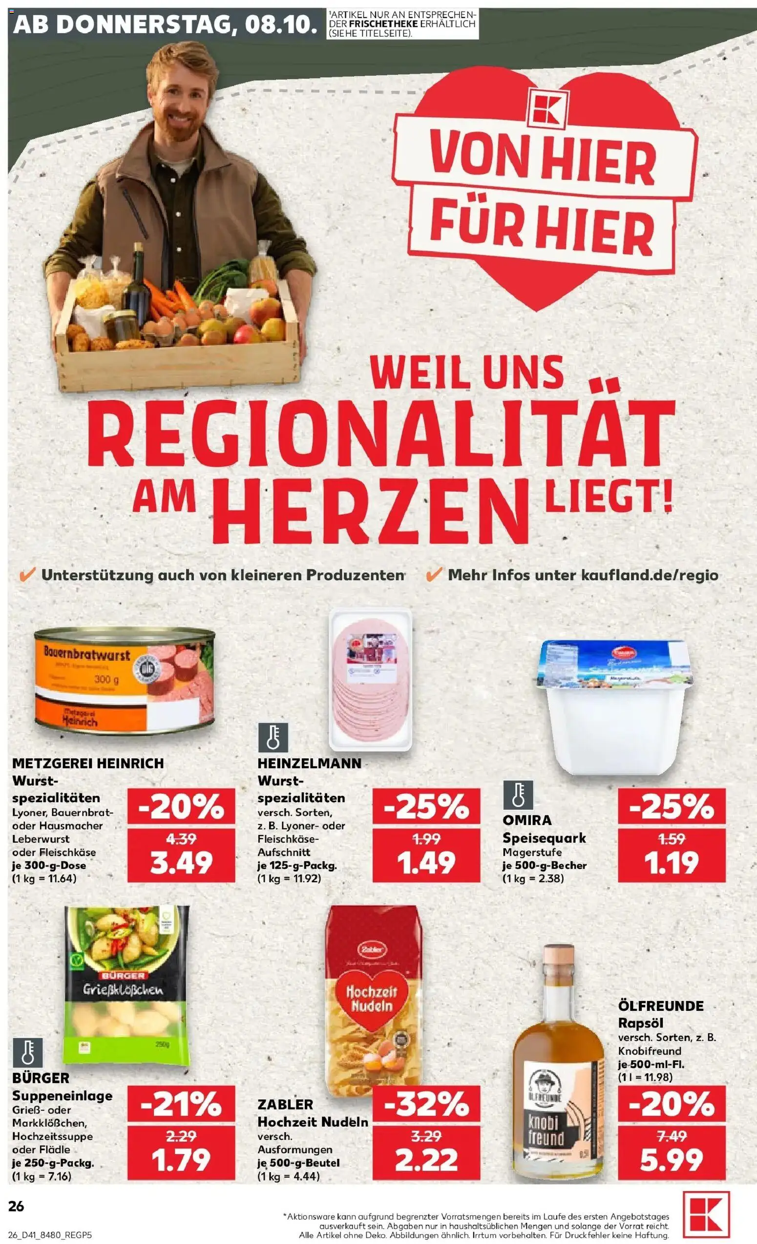 Prospekt Kaufland ab 05.10.2026 » Angebote Online zum Blättern | Seite: 36 | Produkte: Grieß, Burger, Nudeln, Speisequark
