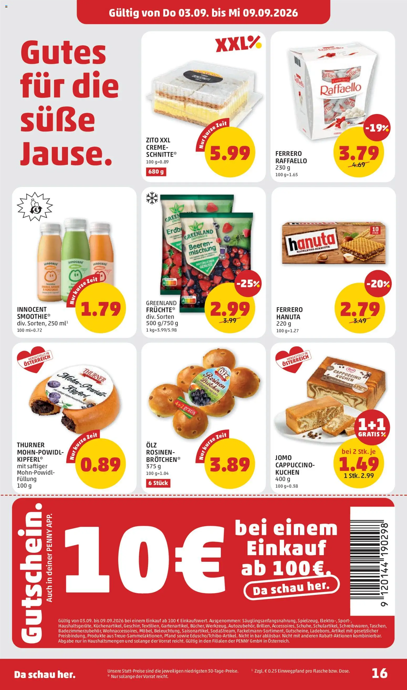 Penny Markt Flugblatt gültig ab 03.09.2026 | Seite: 16 | Produkte: Rosinen, Creme