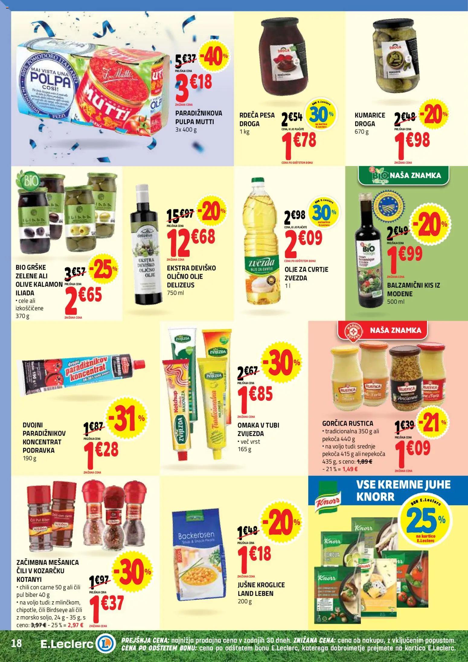 Novi E.leclerc katalog ponudbe – veljaven od 17.06.2026 | Stran: 18 | Izdelki: Gorčica, Top doble cara, Pesa, Cili