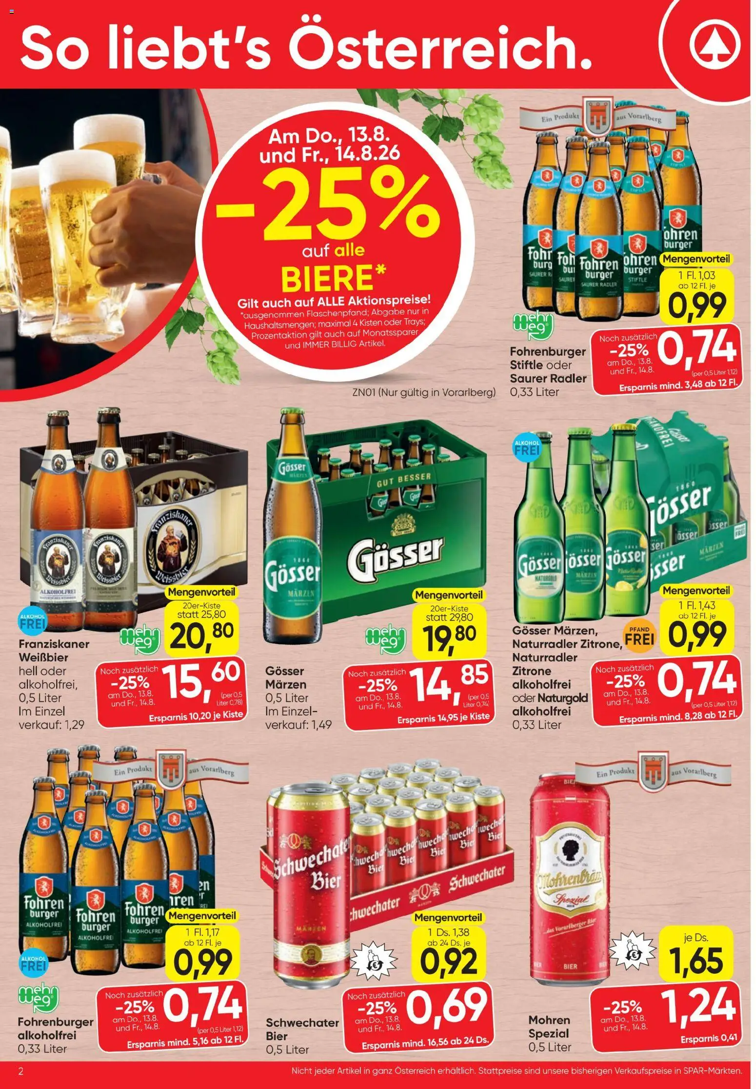 Spar - Flugblatt gültig ab 13.08.2026 | Seite: 2 | Produkte: Burger, Zitrone, Radler, Bier