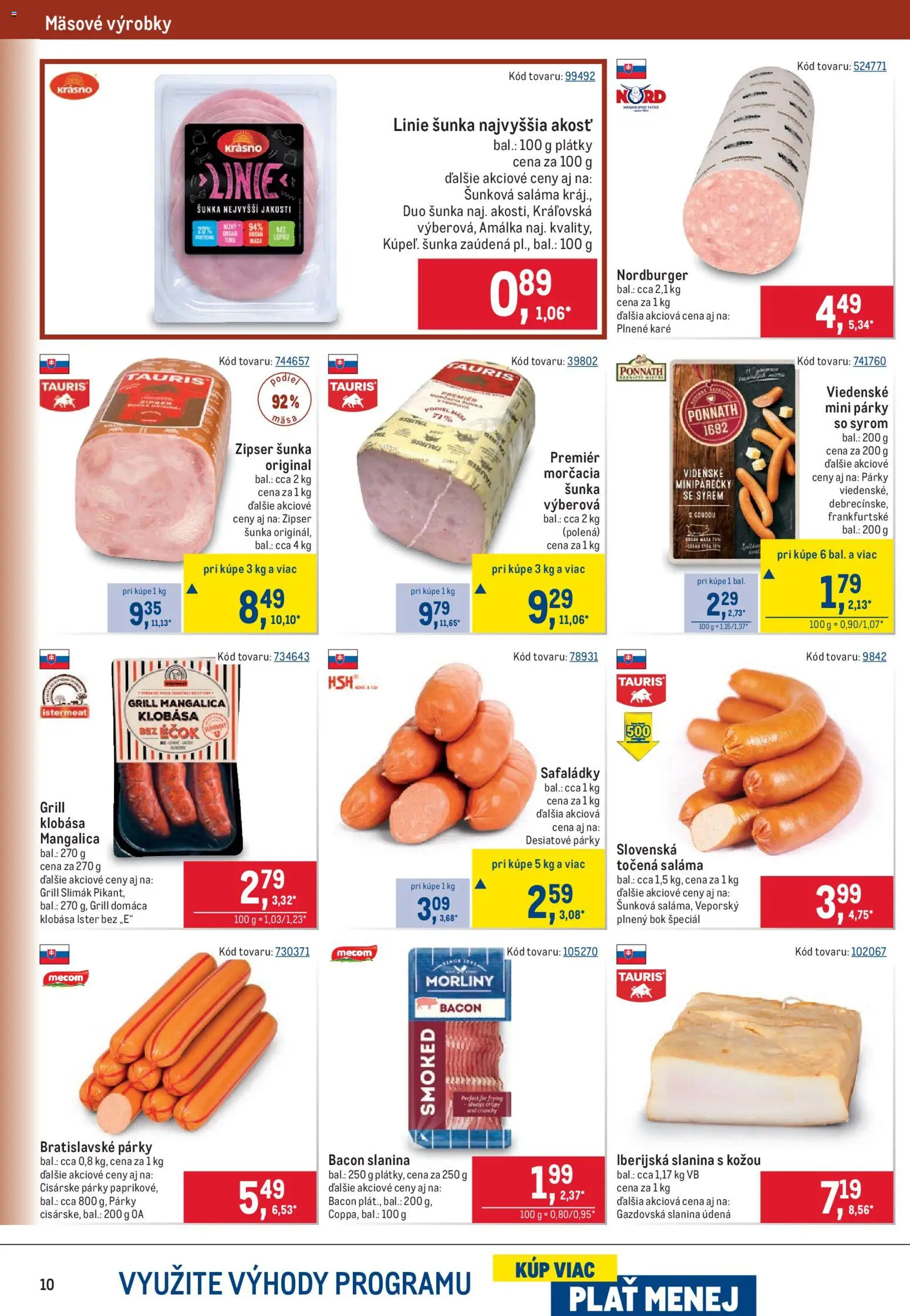 Nové Metro akcie – leták je platný od 15.07.2026 | Strana: 10 | Produkty: Gril, Saláma, Šunka, Párky