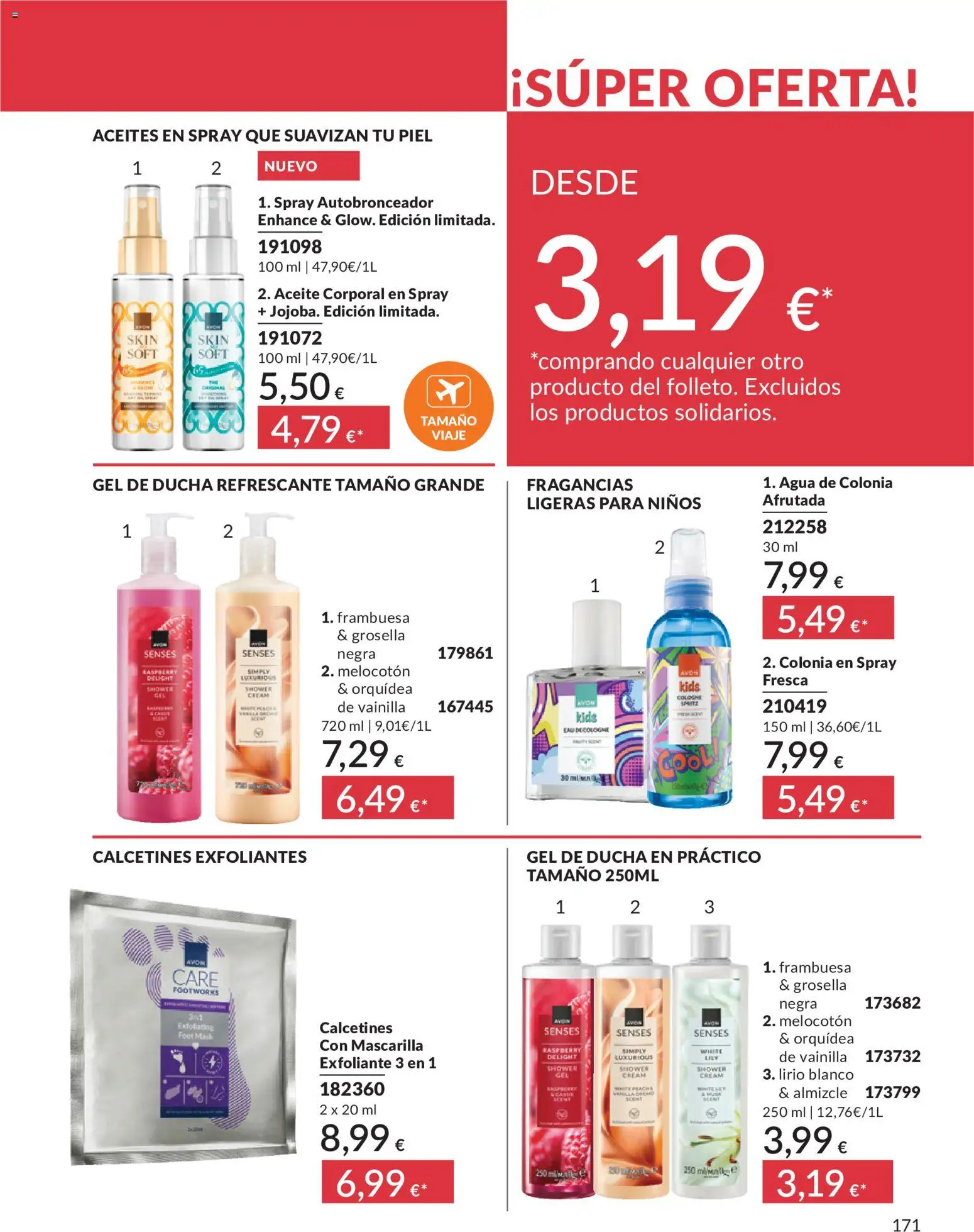 Catálogo AVON campaña 6 │ válido desde el 01.06.2026 | Página: 171 | Productos: Colonia, Gel de ducha, Aceite, Aceite corporal