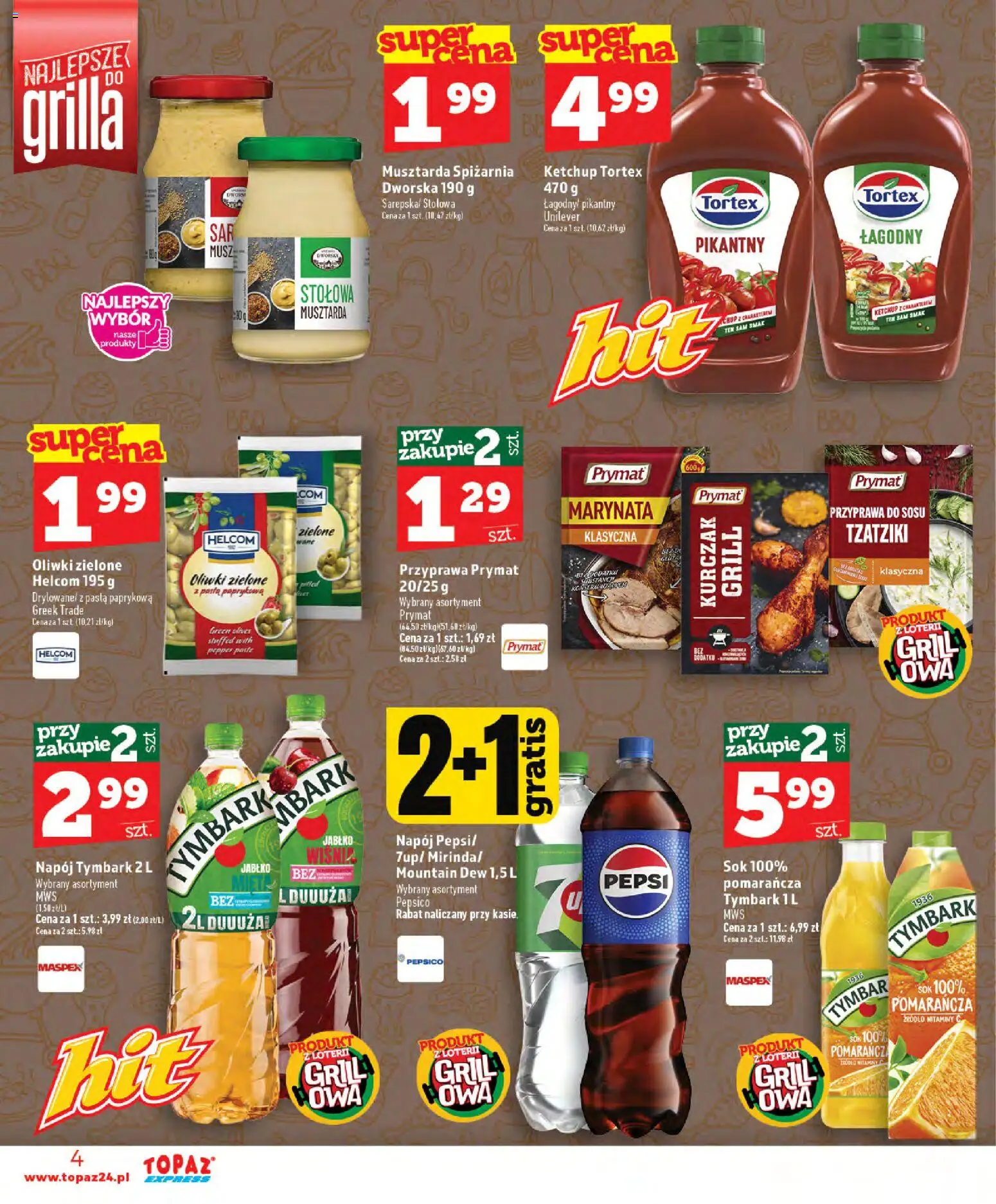 Topaz gazetka - Express od 11.06.2026 | Strona: 4 | Produkty: Tzatziki, Grill, Wiśnie, Sok