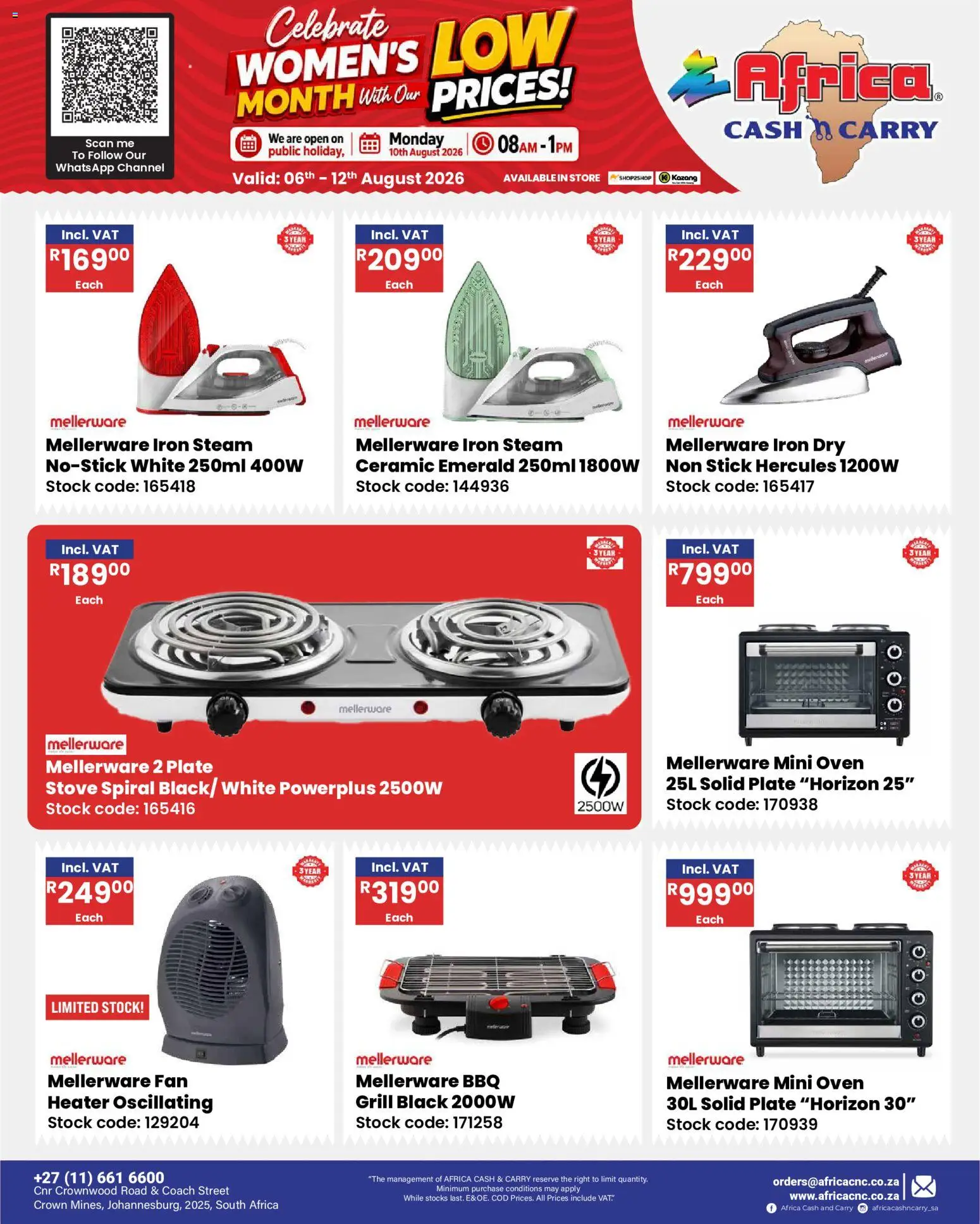 New Africa Cash & Carry catalogue – valid from 06/08/2026 | Page: 37 | Products: Oven, Plate, Fan, Stock