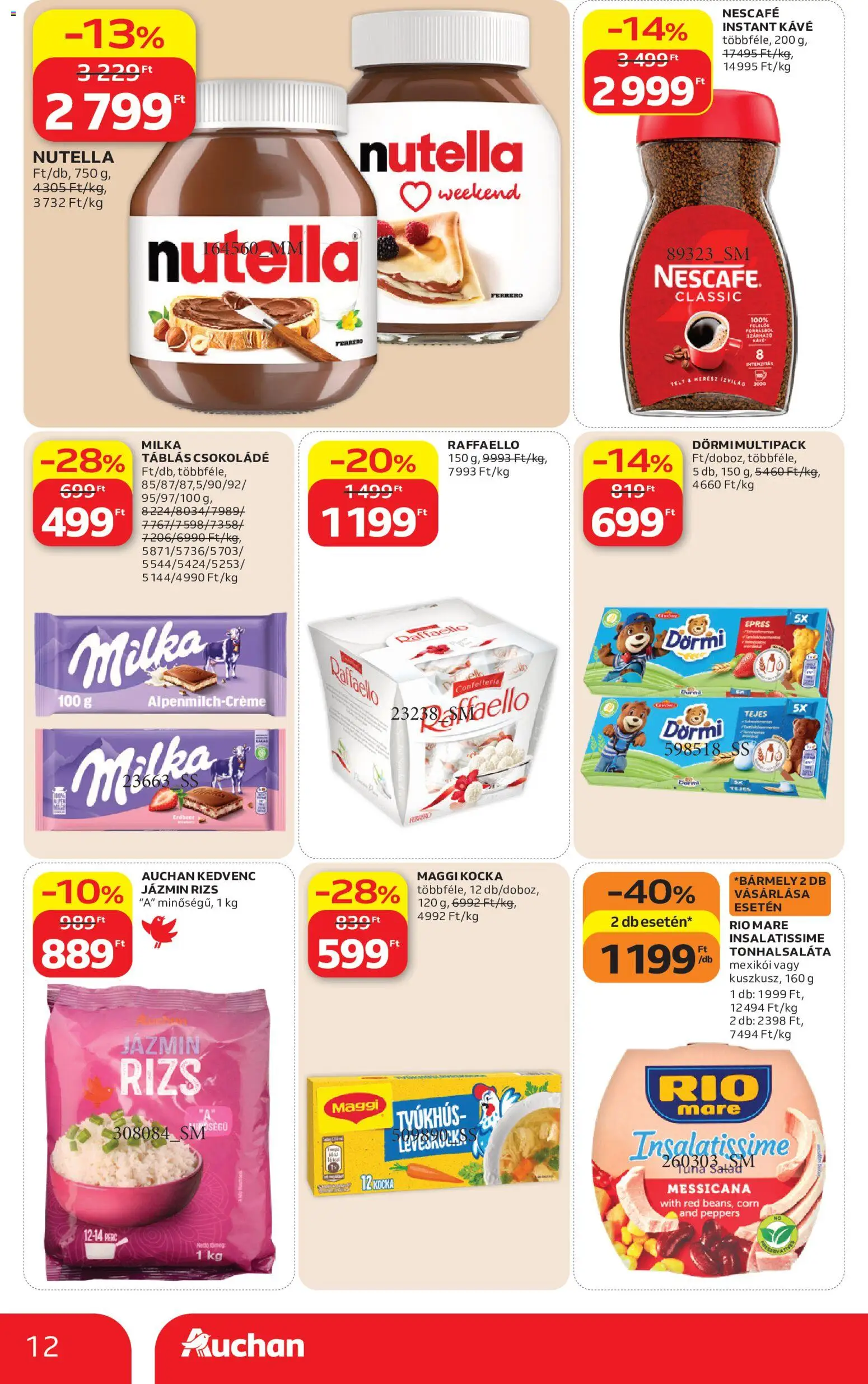 Auchan akciós ujság - amely érvényes a következő dátumtól: 11.06.2026 | Oldal: 12 | Termékek: Nescafé, Raffaello, Maggi, Instant kávé