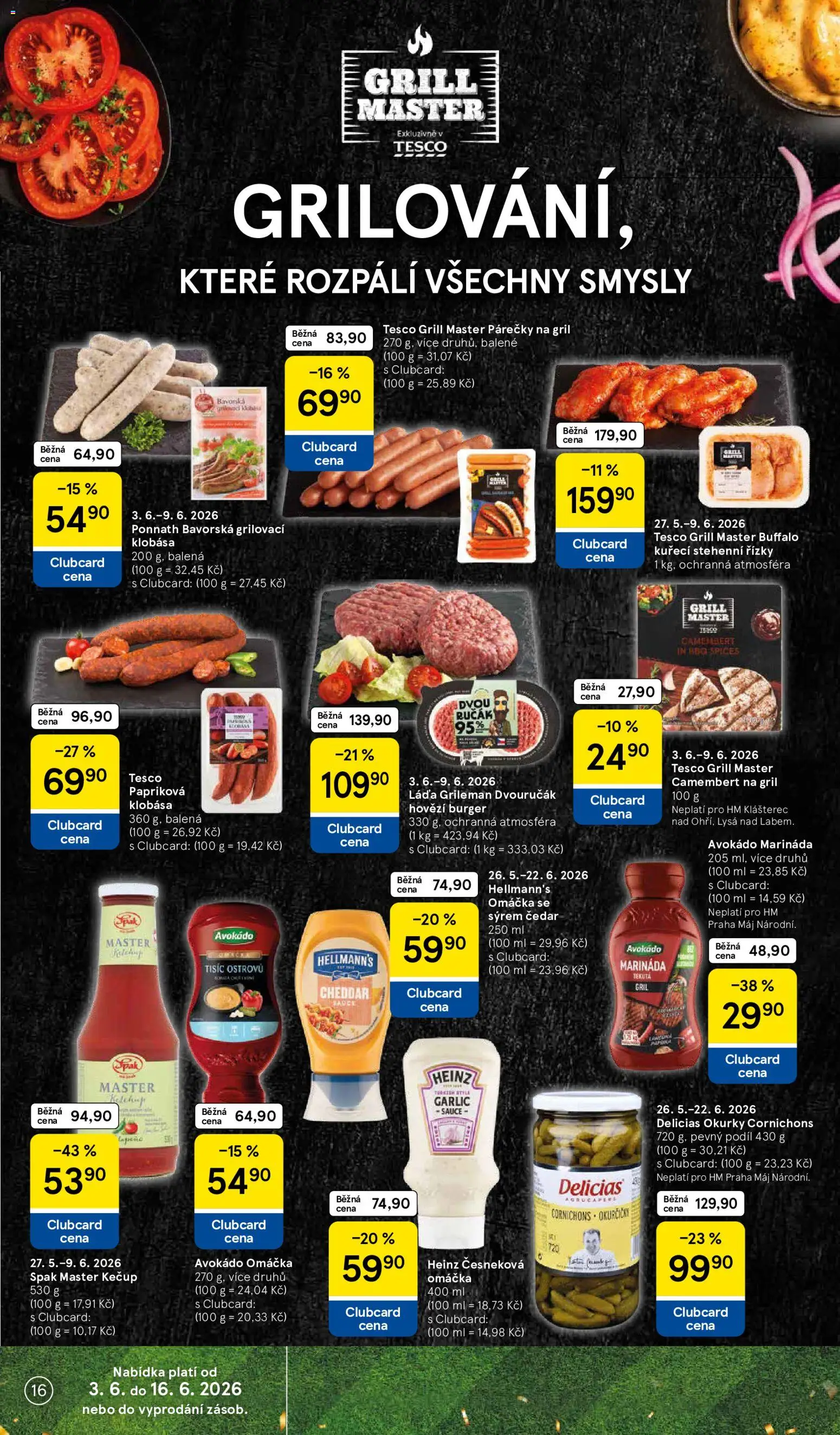 Tesco leták - Hypermarket od 03.06.2026 | Strana: 16 | Produkty: Hovězí, Kuřecí stehenní řízky, Cheddar, Camembert