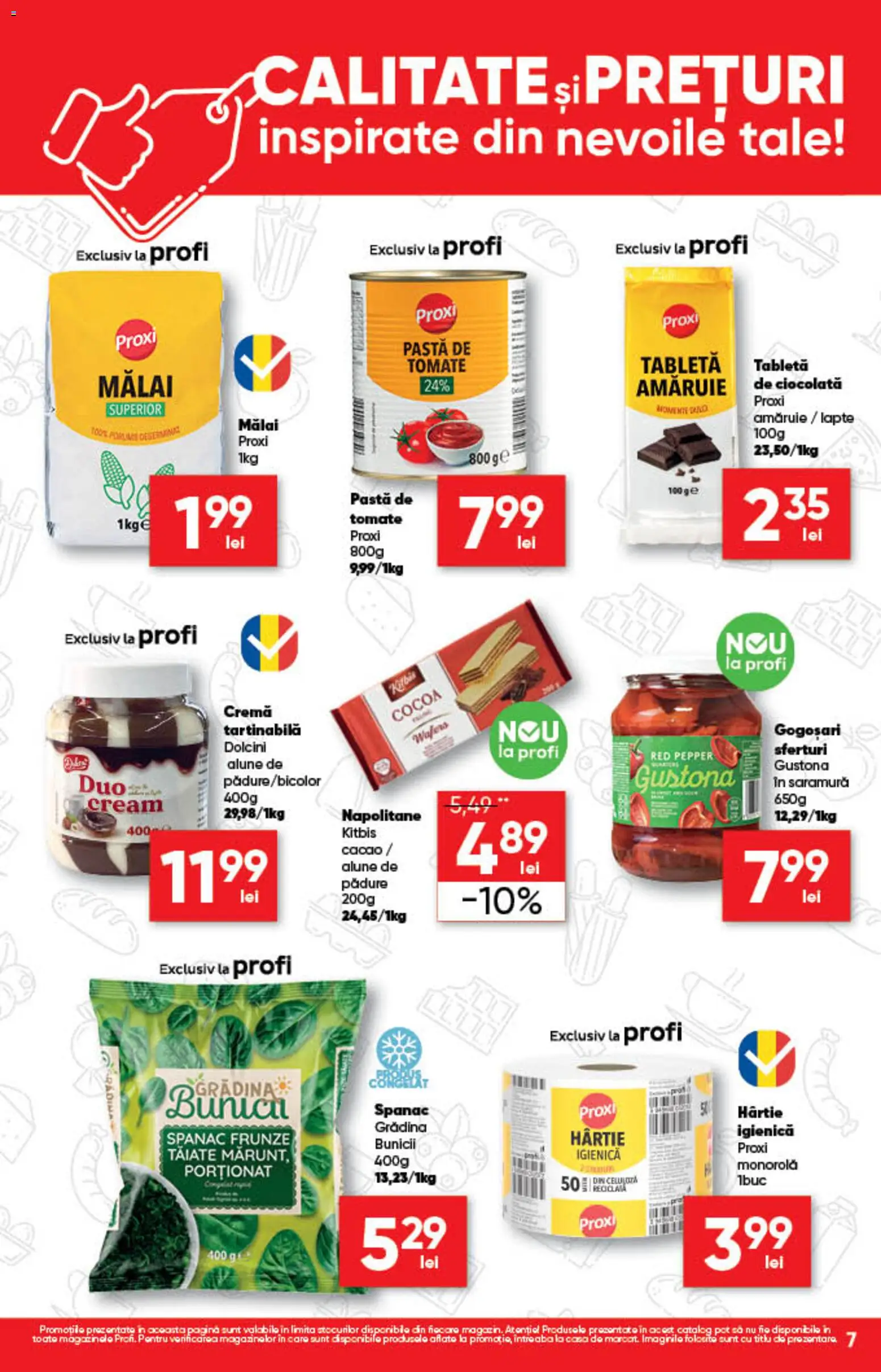Noul catalog Profi – valabil de la 01.10.2026 | Pagină: 7 | Produse: Spanac, Pastă de tomate, Paste, Alune de pădure