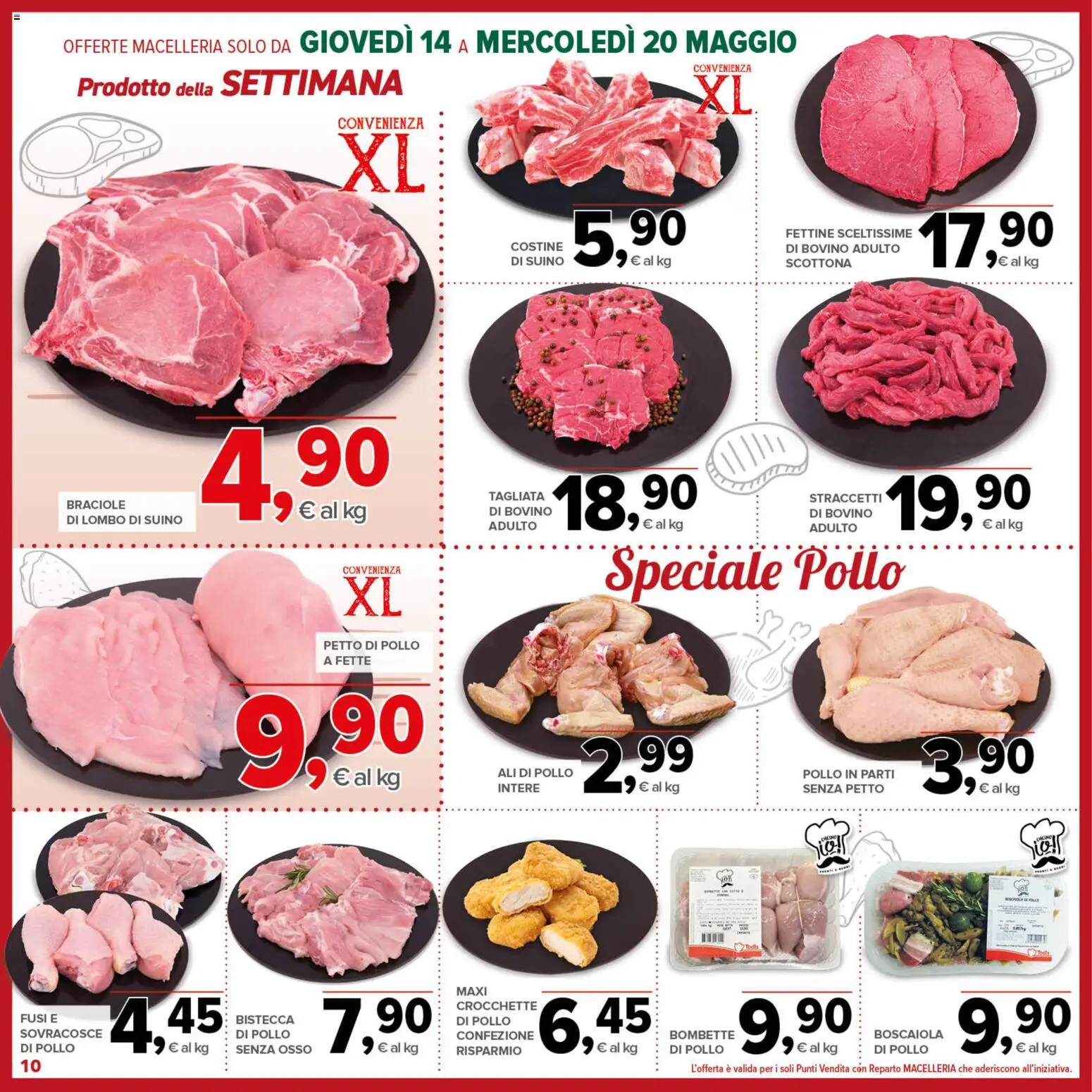 Volantino Todis del 14.05.2026 | Pagina: 10 | Prodotti: Bovino, Petto di Pollo, Pollo, Suino