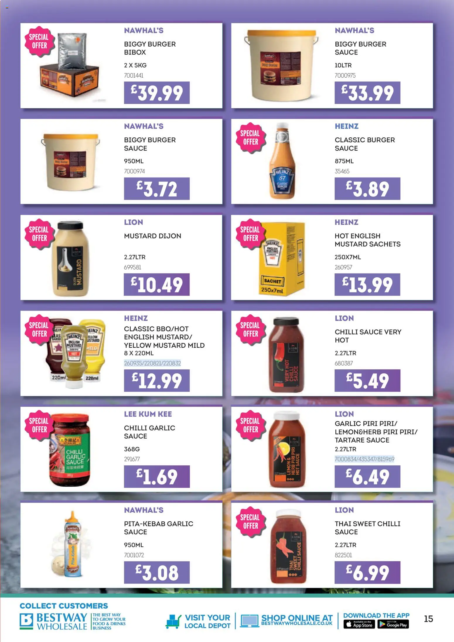 {H1} | Page: 15 | Products: Sauce, Garlic, Drinks, Lemon