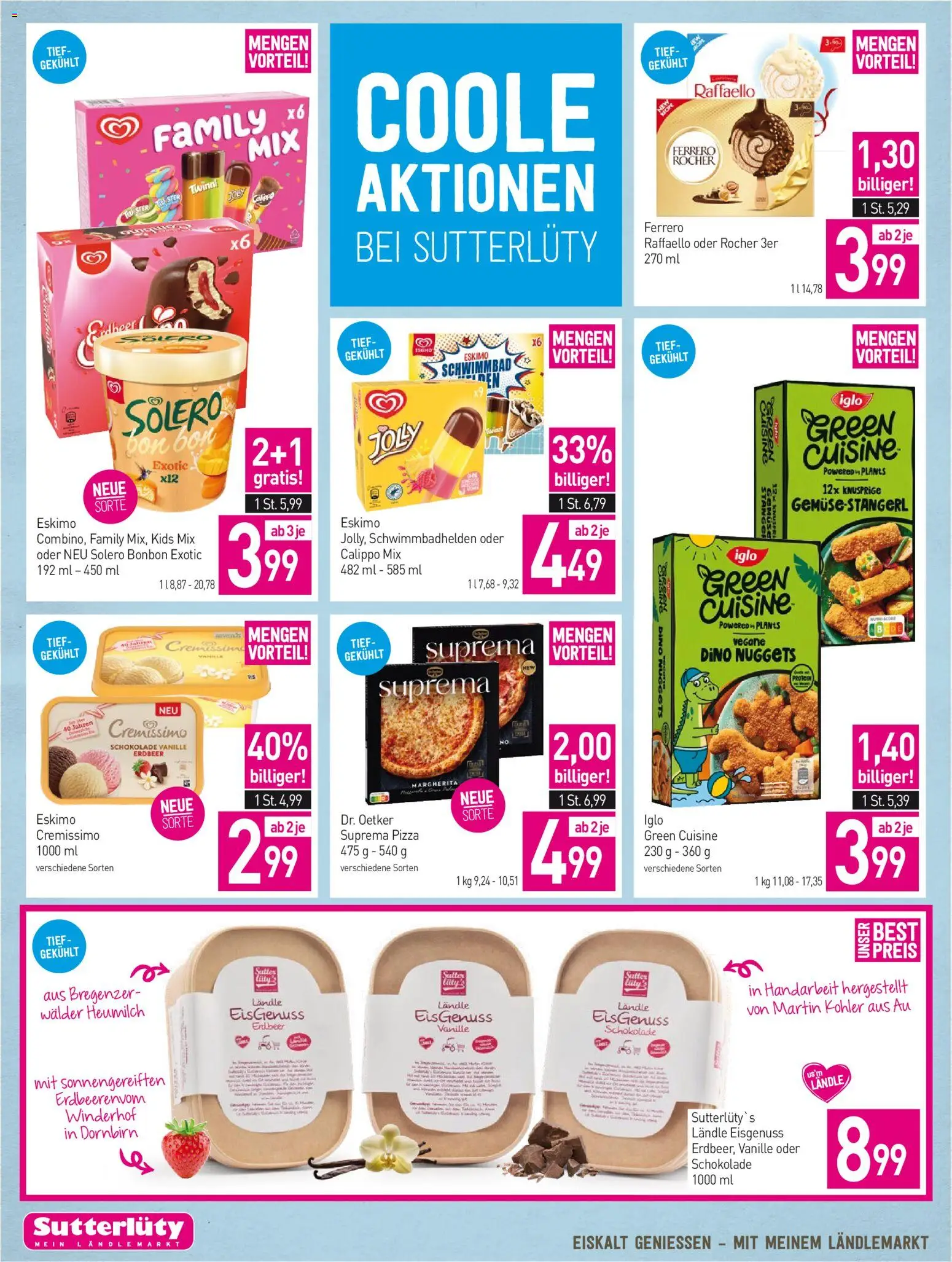 Sutterlüty Flugblatt gültig ab 09.07.2026 | Seite: 14 | Produkte: Gemüse, Schokolade, Pizza