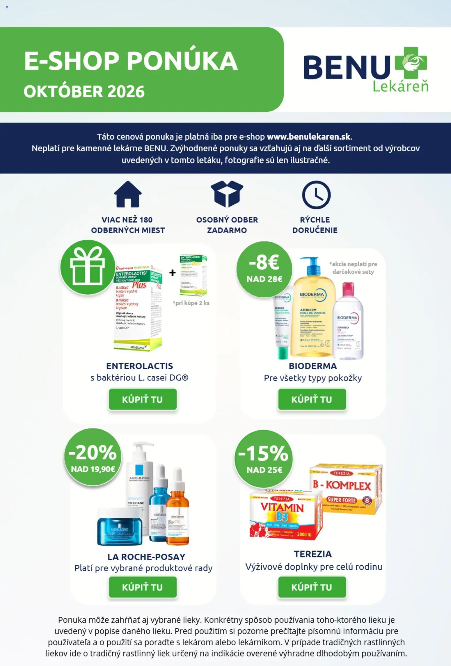 Nové BENU Lekáreň akcie – leták je platný od 01.10.2026 | Strana: 1 | Produkty: Bioderma