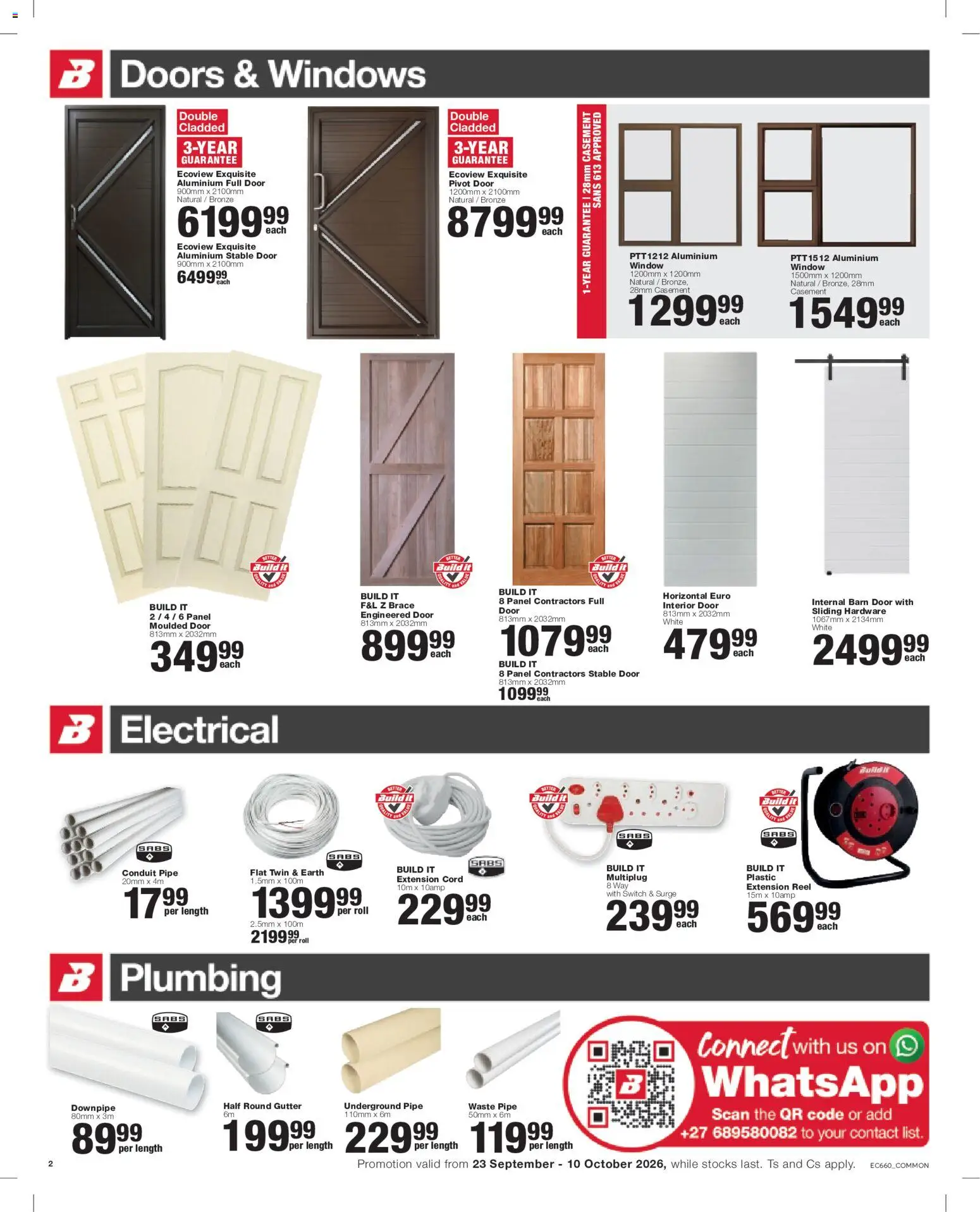 New Build It catalogue – valid from 23/09/2026 | Page: 2 | Products: Stable door, Switch, Pipe