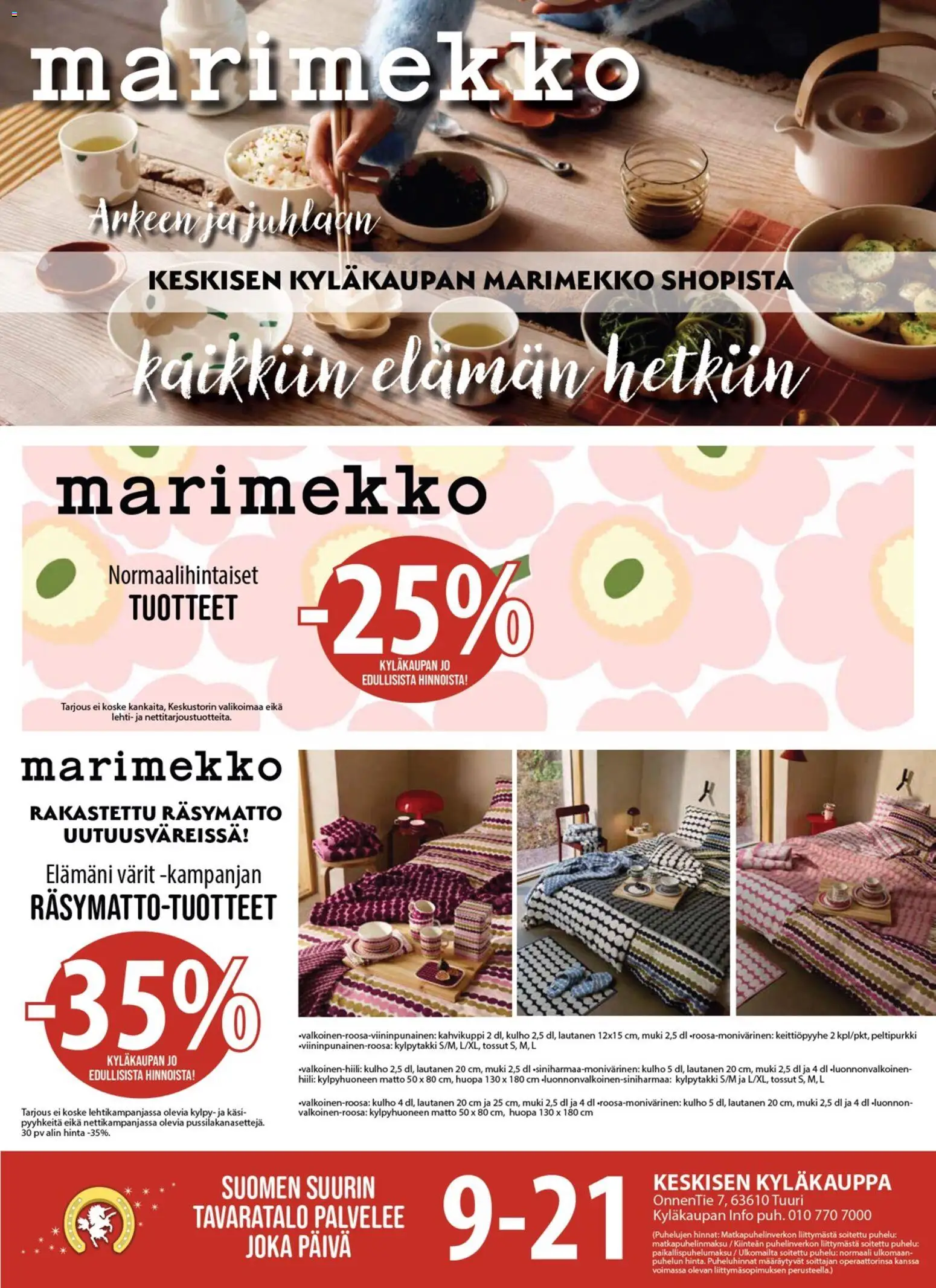 Tuuri tarjoukset Marimekko – voimassa 14/10/2026 alkaen | Sivu: 1 | Tuotteet: Muki, Kylpy, Kylpytakki, Tossut