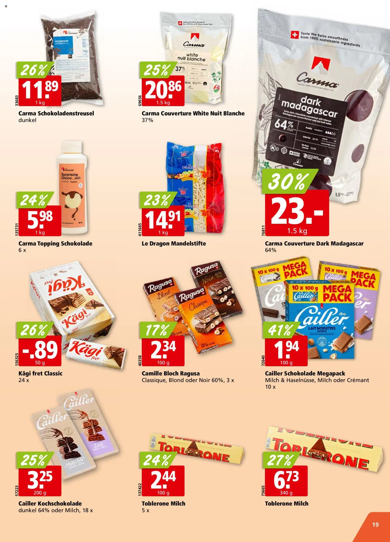 Aligro aktionen Chavannes, Matran, Genf, Sitten – gültig ab 20.07.2026 | Seite: 19 | Produkte: Milch, Schokolade