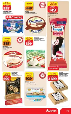 Auchan akciós újság Szeged - amely érvényes a következő dátumtól: 21.05.2026 | Oldal: 19 | Termékek: Mozzarella, Actimel, Margarin, Gouda