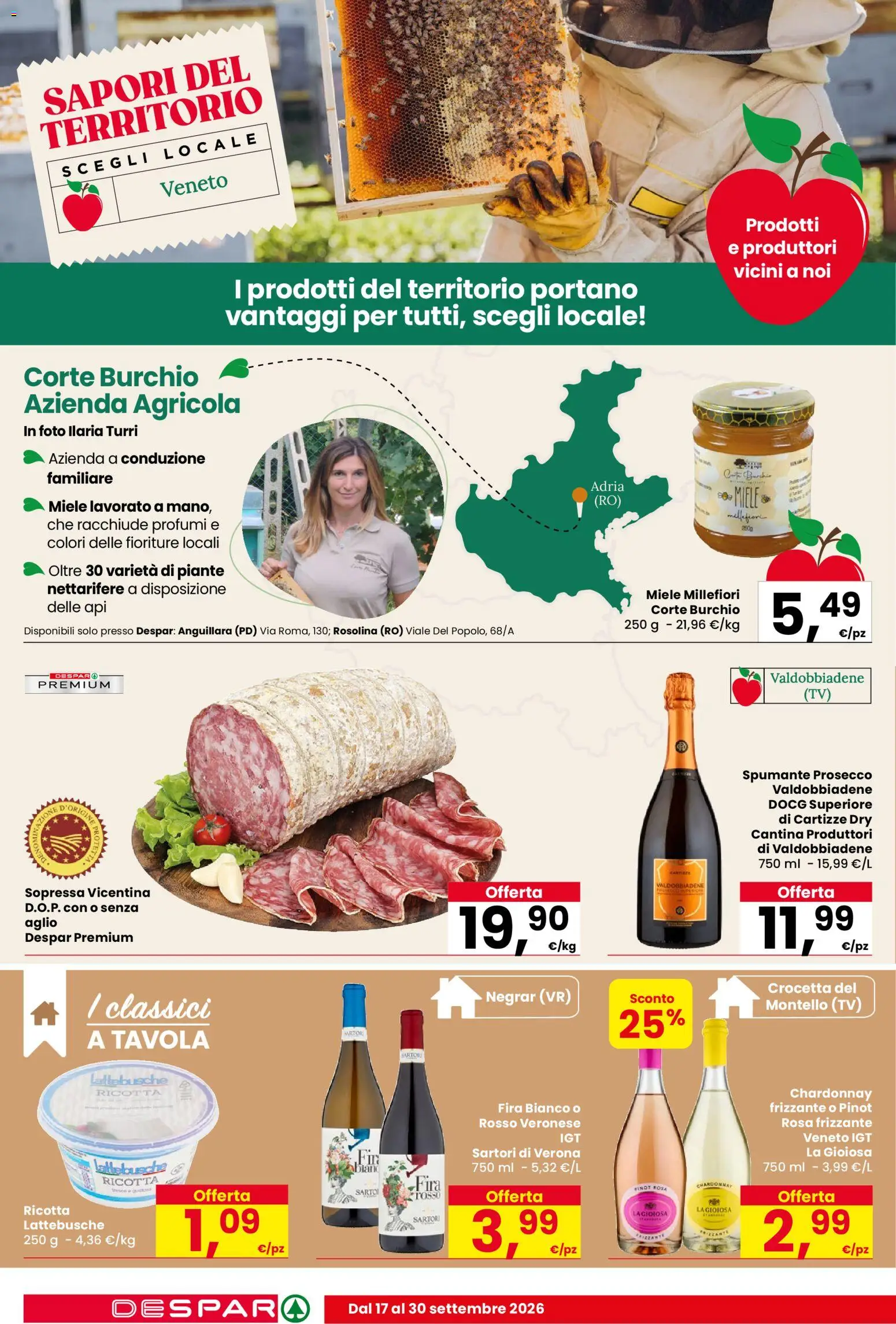 Volantino Despar del 17/09/2026 | Pagina: 12 | Prodotti: Prosecco, Aglio, Spumante, Miele