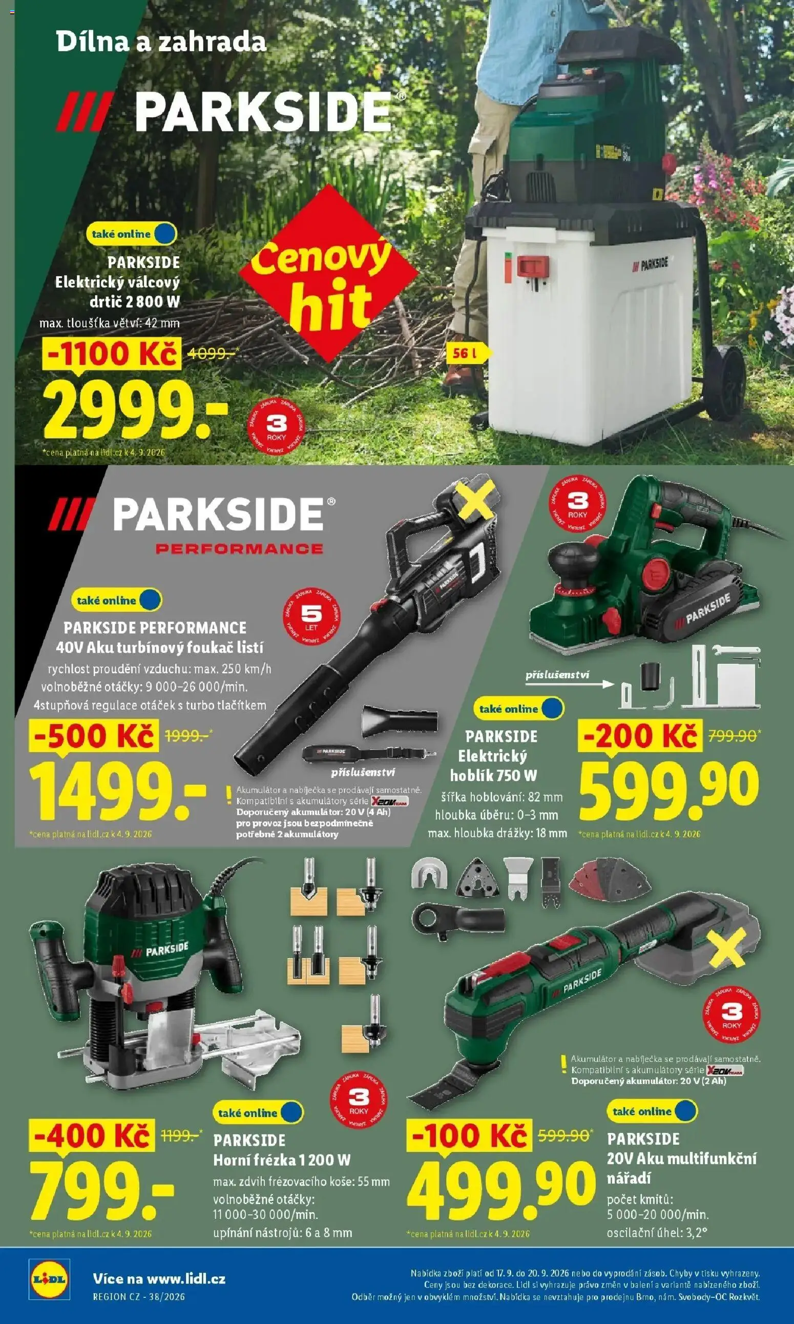 Lidl leták od 14.09.2026 - Nový akční leták | Strana: 22 | Produkty: Elektrický hoblík, Parkside, Zahrada, Frézka