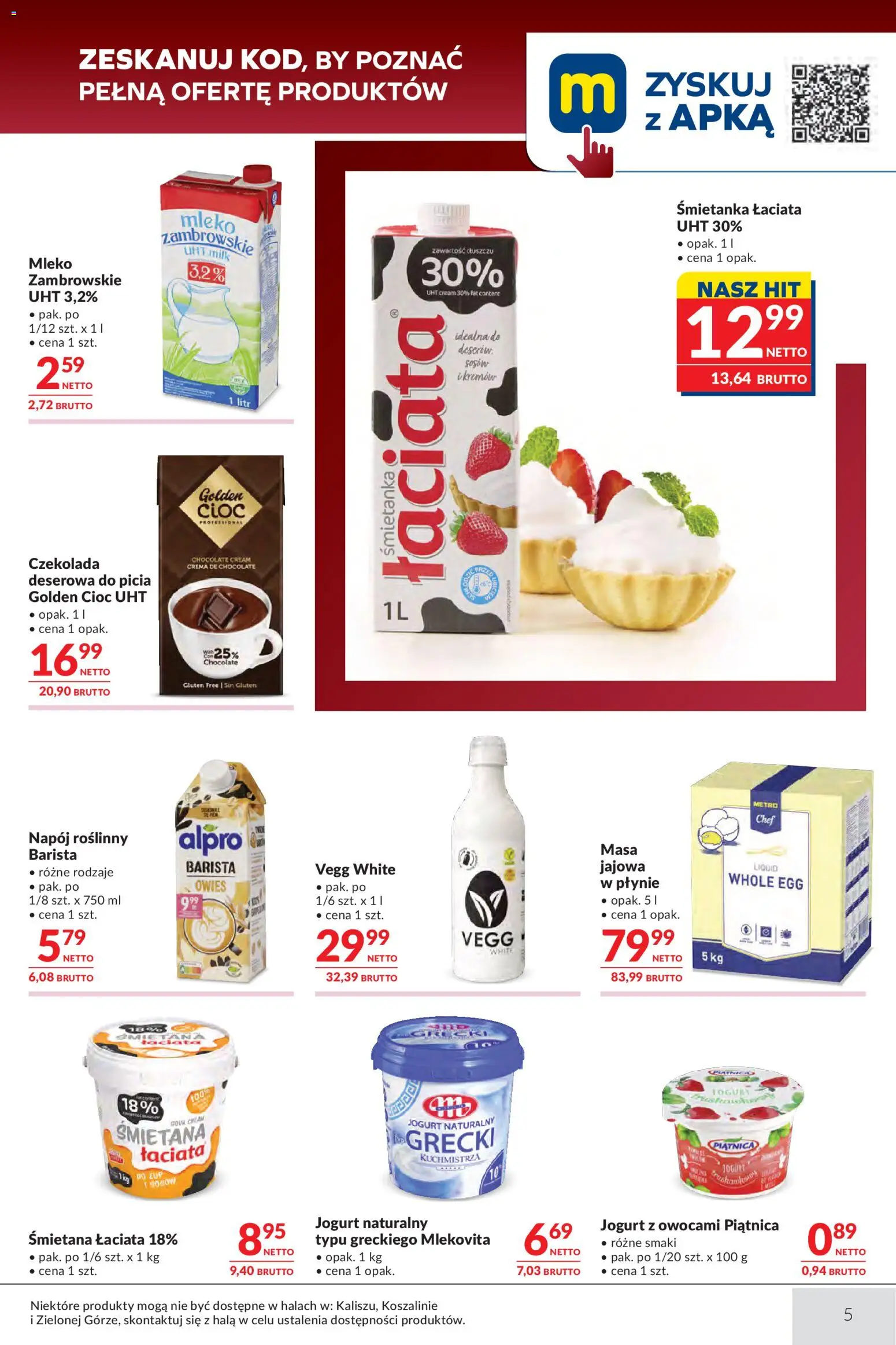 Makro gazetka - Oferta dla Gastronomii od 27.10.2026 | Strona: 5 | Produkty: Jogurt naturalny, Piątnica, Napój roślinny, Jogurt