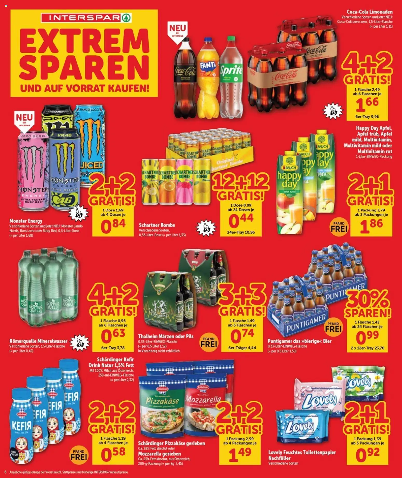 Interspar Flugblatt - Burgenland Sued gültig ab 23.04.2026 | Seite: 6 | Produkte: Milch, Bier, Äpfel, Papier blanc