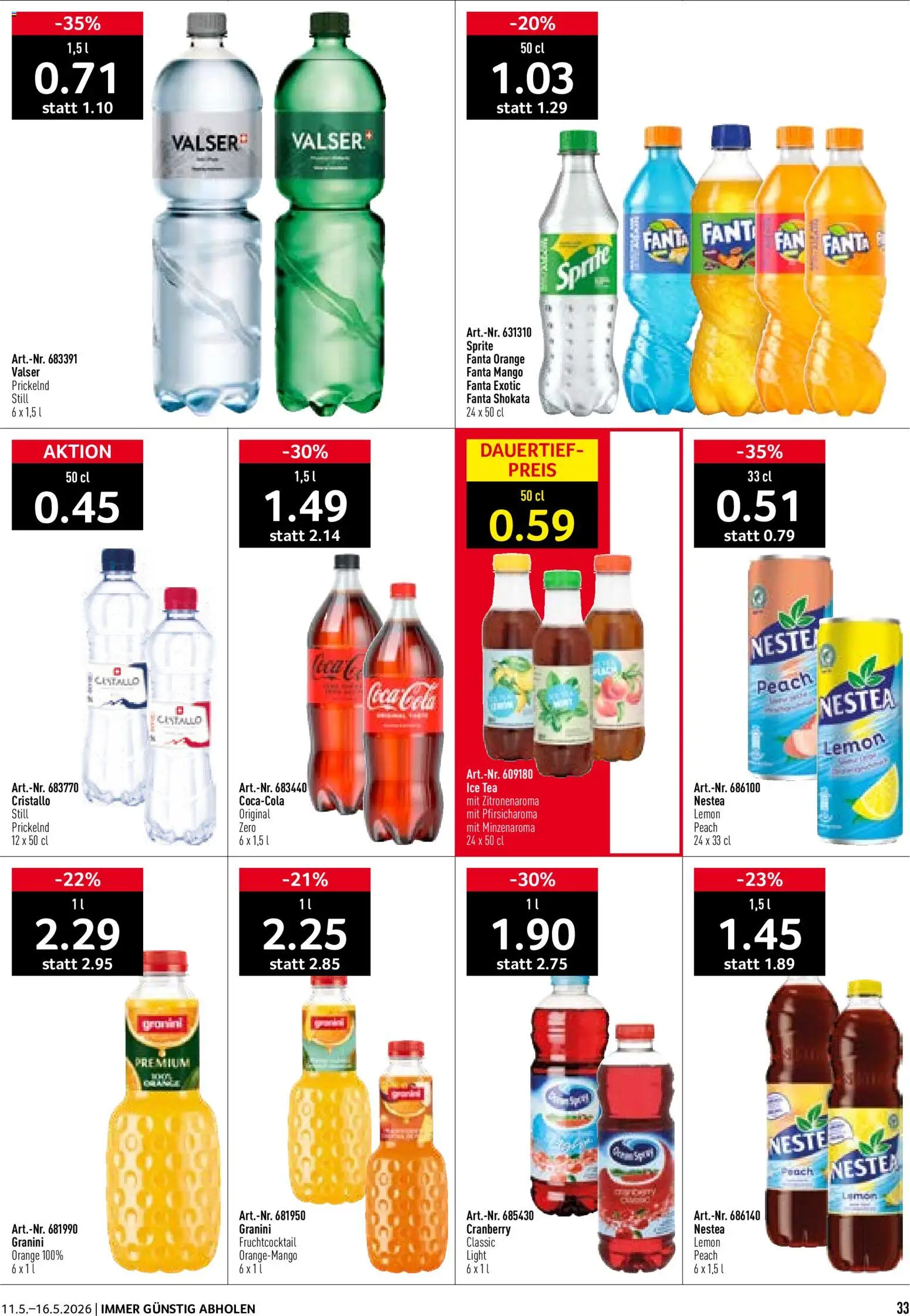 Prodega aktionen – gültig ab 11.05.2026 | Seite: 33 | Produkte: Coca Cola, Fanta, Sprite, Mango