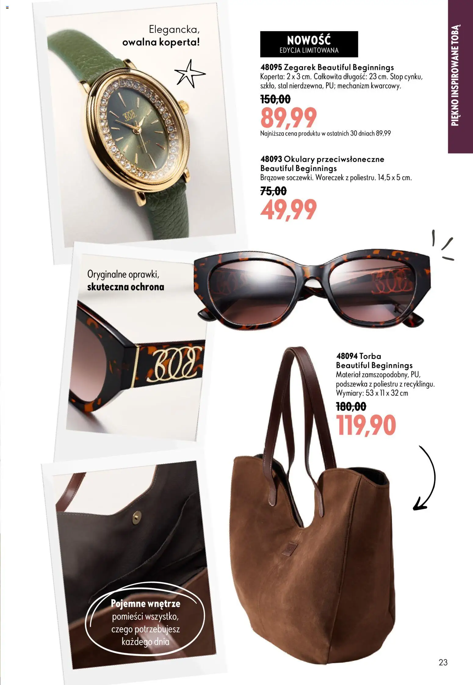 Oriflame Katalog 13 2026 od 09.09.2026 | Strona: 23 | Produkty: Zegarek, Okulary, Torba, Okulary przeciwsłoneczne