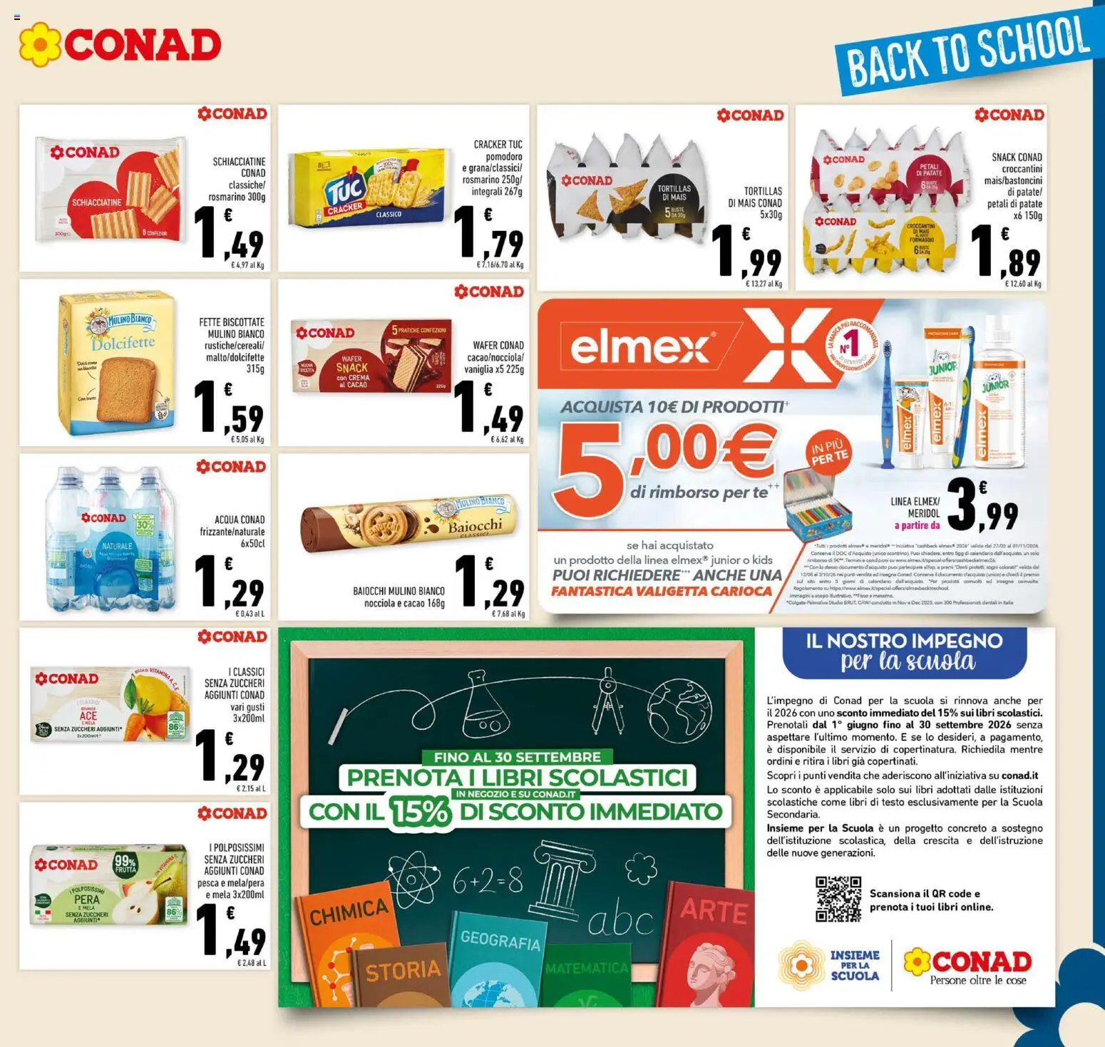 Volantino Conad del 26/08/2026 | Pagina: 11 | Prodotti: Crema, Libri, Crackers, Mais