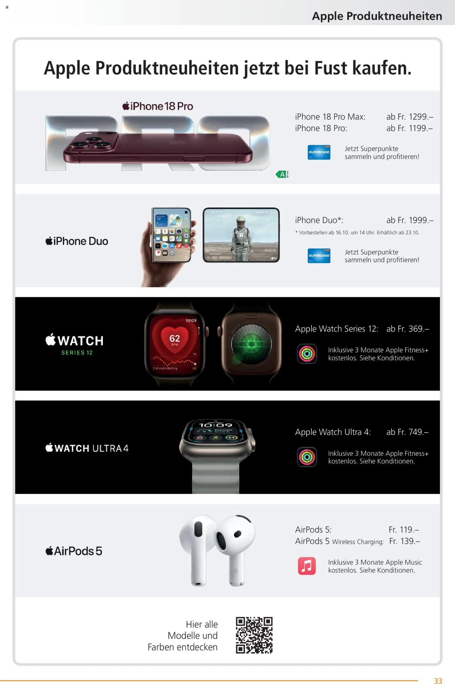 Fust aktionen – gültig ab 21.09.2026 | Seite: 33 | Produkte: Apple, Iphone, Airpods, Apple Watch