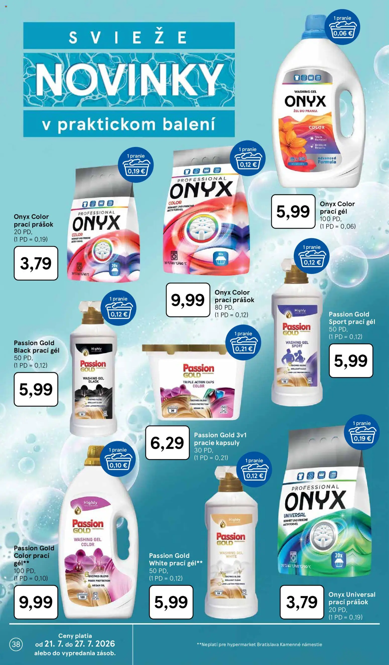 Nové Tesco akcie – leták je platný od 22.07.2026 | Strana: 38 | Produkty: Prací prášok, Prací gél