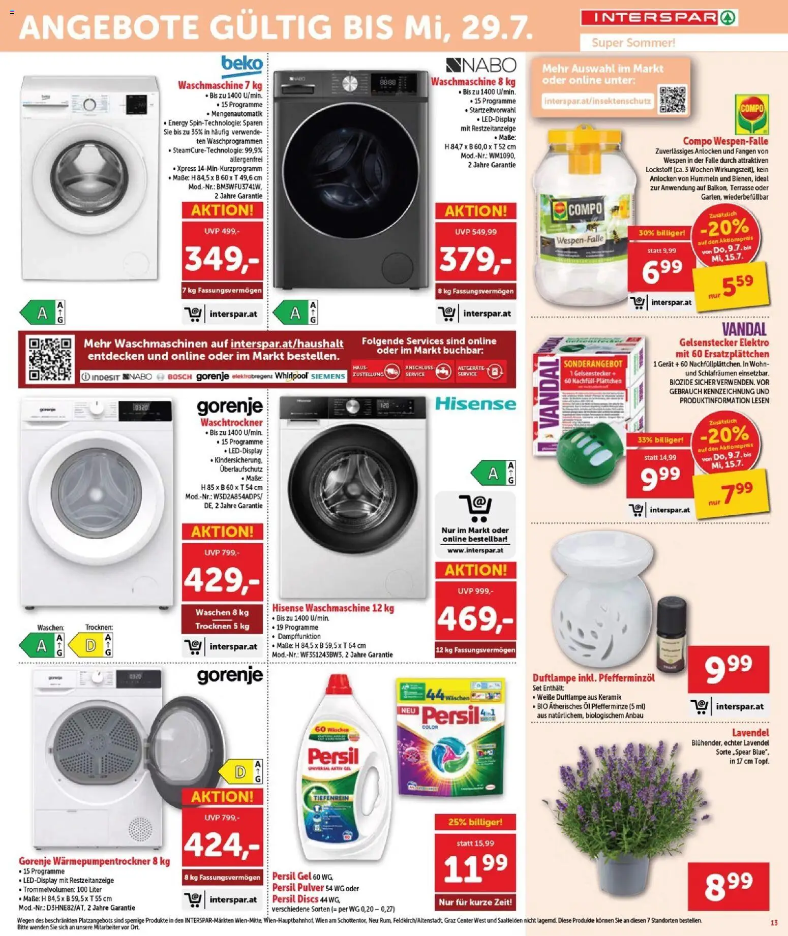 Interspar Flugblatt - Burgenland Sued gültig ab 09.07.2026 | Seite: 14 | Produkte: Pfeffer, Waschmaschine, Öl