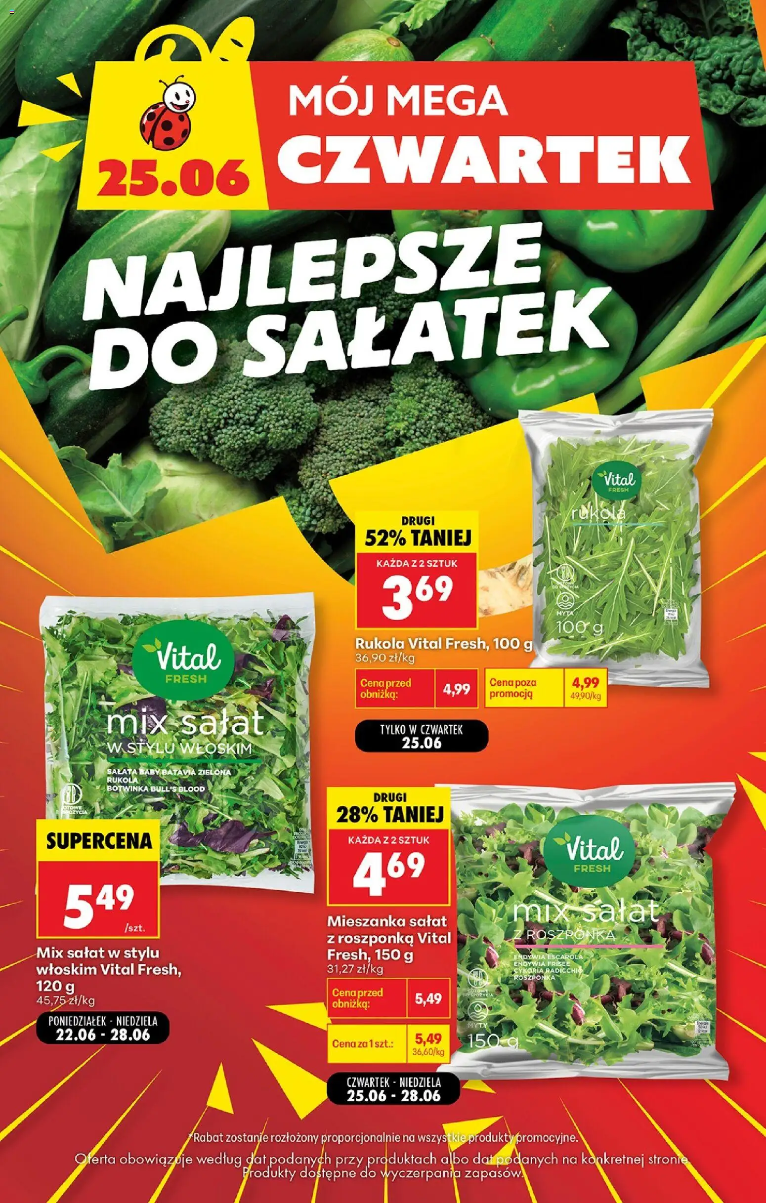 Biedronka gazetka - Mój Mega Czwartek od 25.06.2026 | Strona: 3 | Produkty: Rukola, Roszponka, Botwinka, Mix sałat