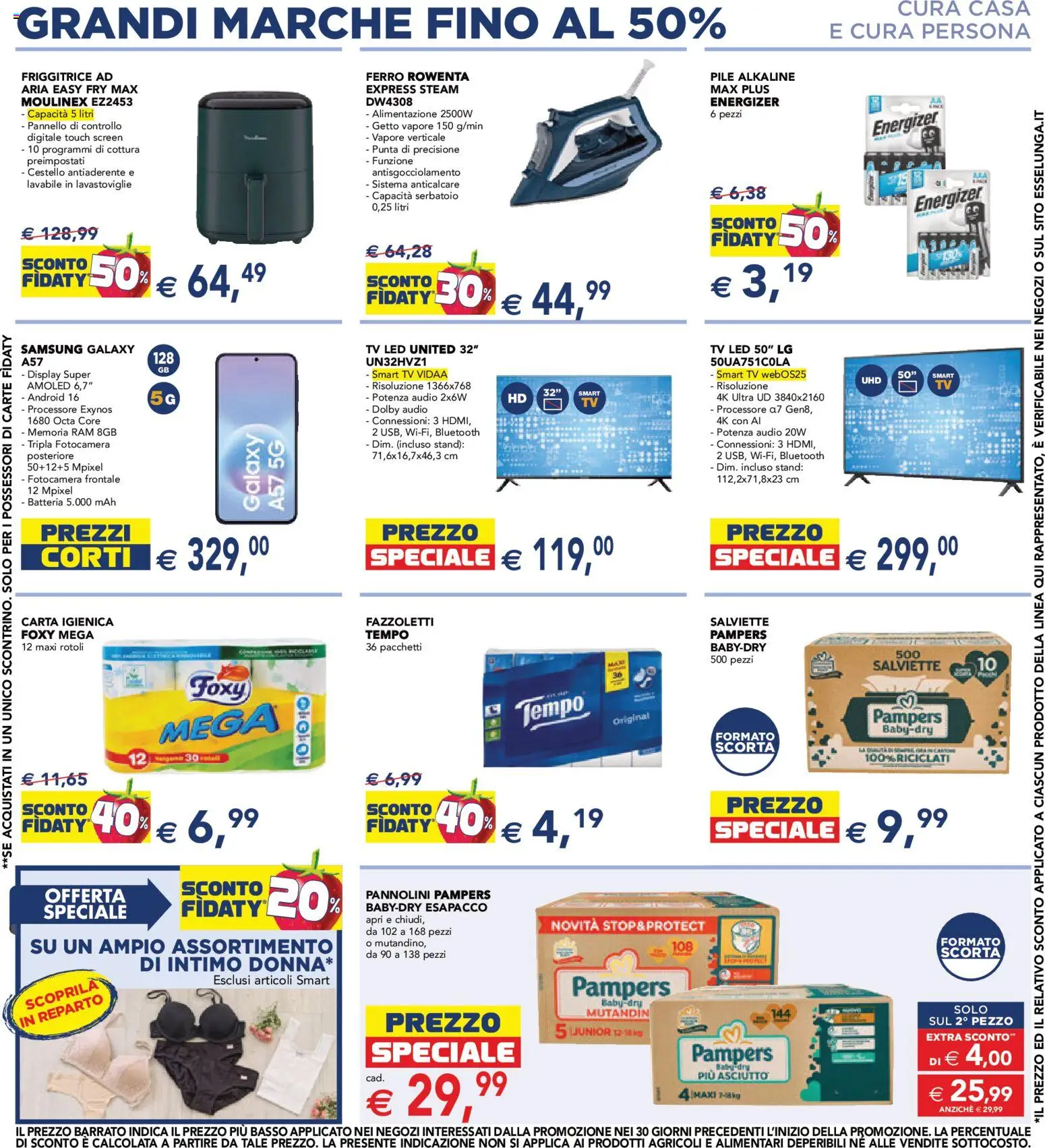 Volantino Esselunga S del 24/09/2026 | Pagina: 11 | Prodotti: Pampers, TV, Friggitrice, Batteria