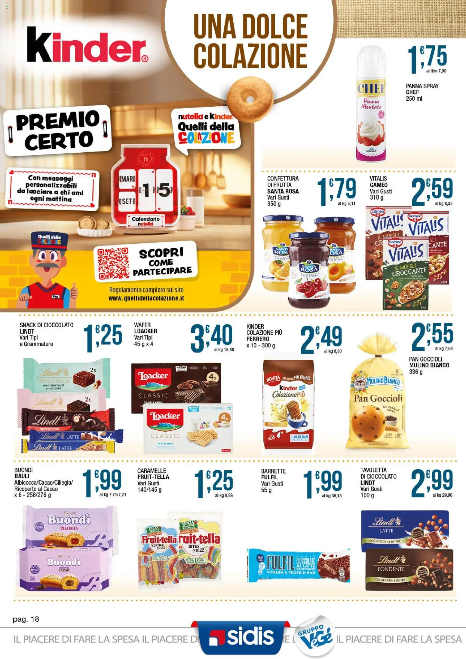 Volantino Sidis del 07/09/2026 | Pagina: 18 | Prodotti: Panna, Frutta, Nutella, Cacao