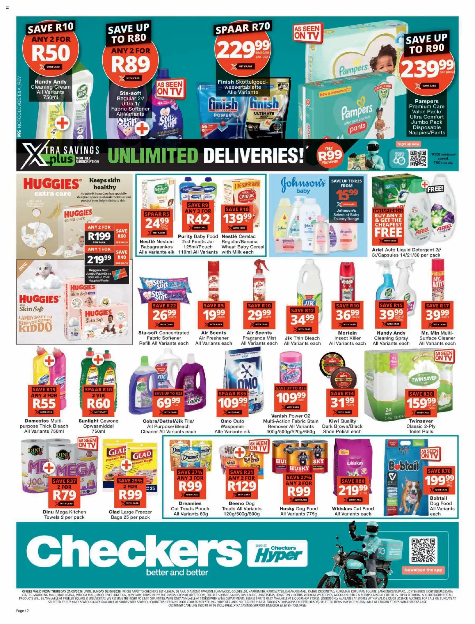 New Checkers catalogue – valid from 21.05.2026 | Page: 12 | Products: Pants, Surface cleaner, Bleach, Fabric softener
