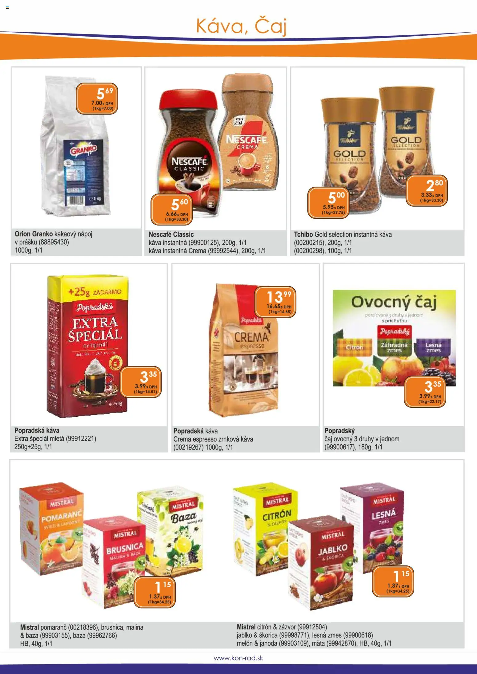 Nové KON - RAD akcie – leták je platný od 01.08.2026 | Strana: 35 | Produkty: Popradská káva, Instantná káva, Melón, Nescafé Gold