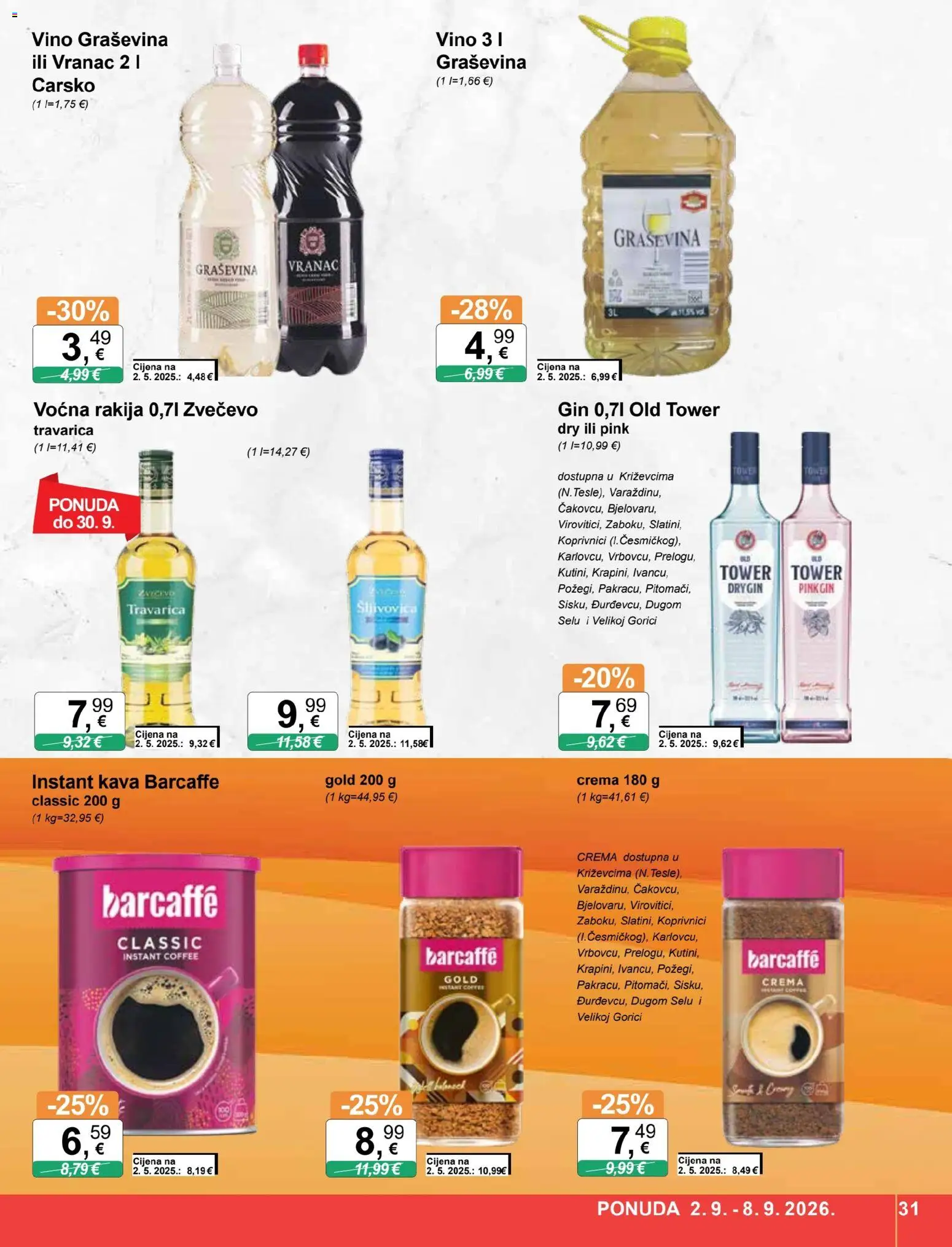 KTC katalog | vrijedi od 02.09.2026 | Stranica: 31 | Proizvodi: Gin, Kava, Barcaffe, Vranac