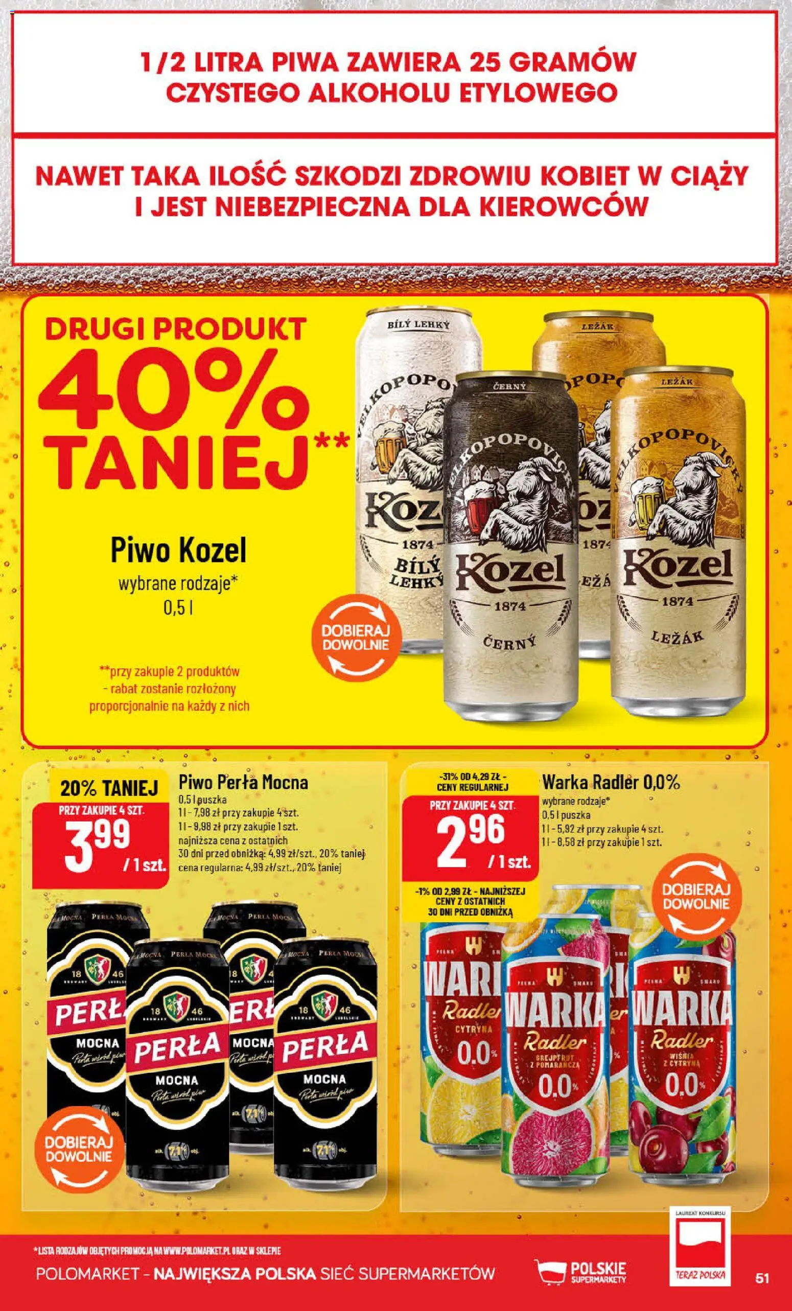 POLOmarket gazetka od 22.07.2026 | Strona: 51 | Produkty: Piwo perła, Warka, Piwo, Grejpfrut