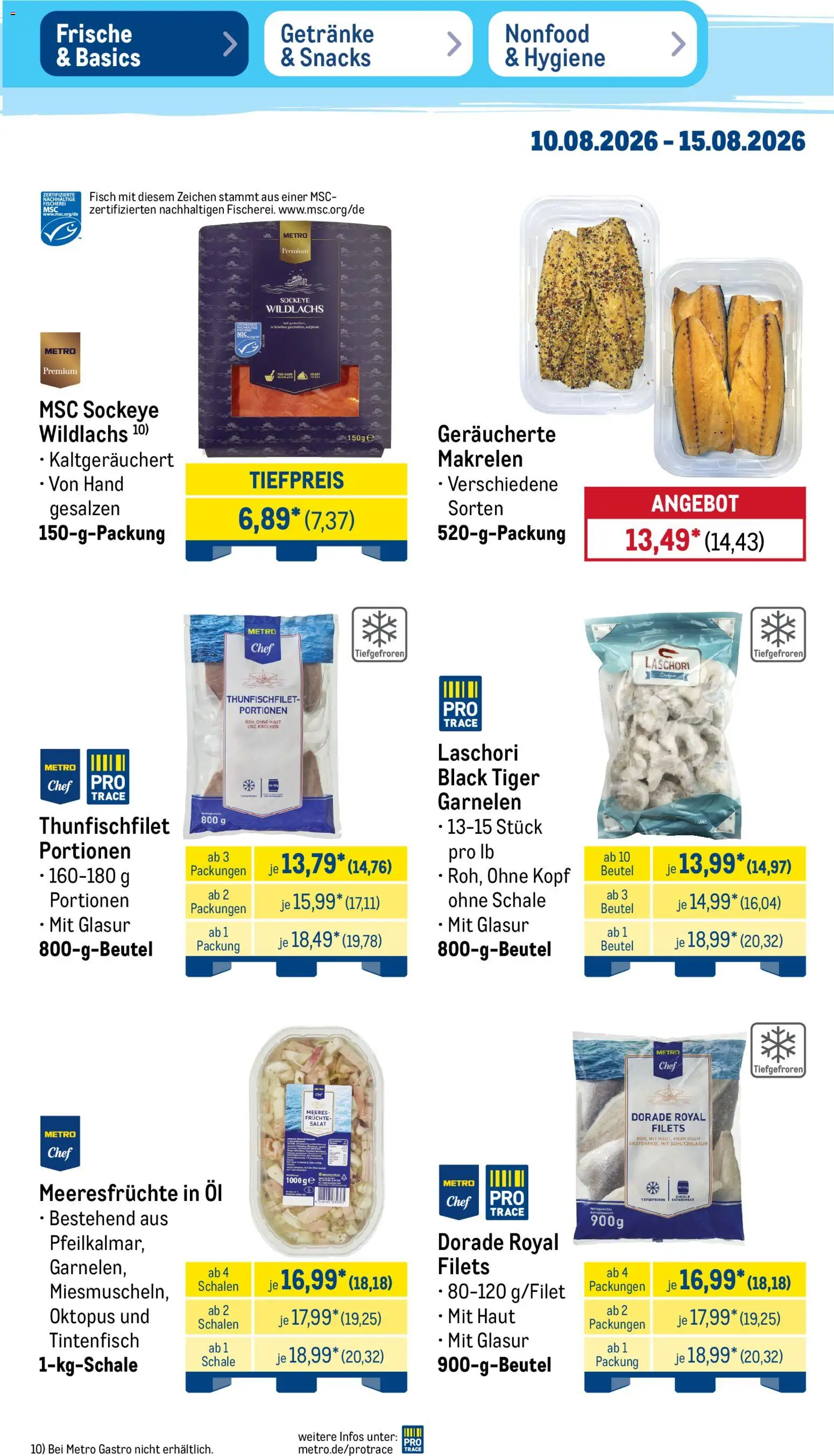 Metro NonFood-Angebote – gültig ab 10.08.2026 | Seite: 37 | Produkte: Garnelen, Tintenfisch, Meeresfrüchte, Salat
