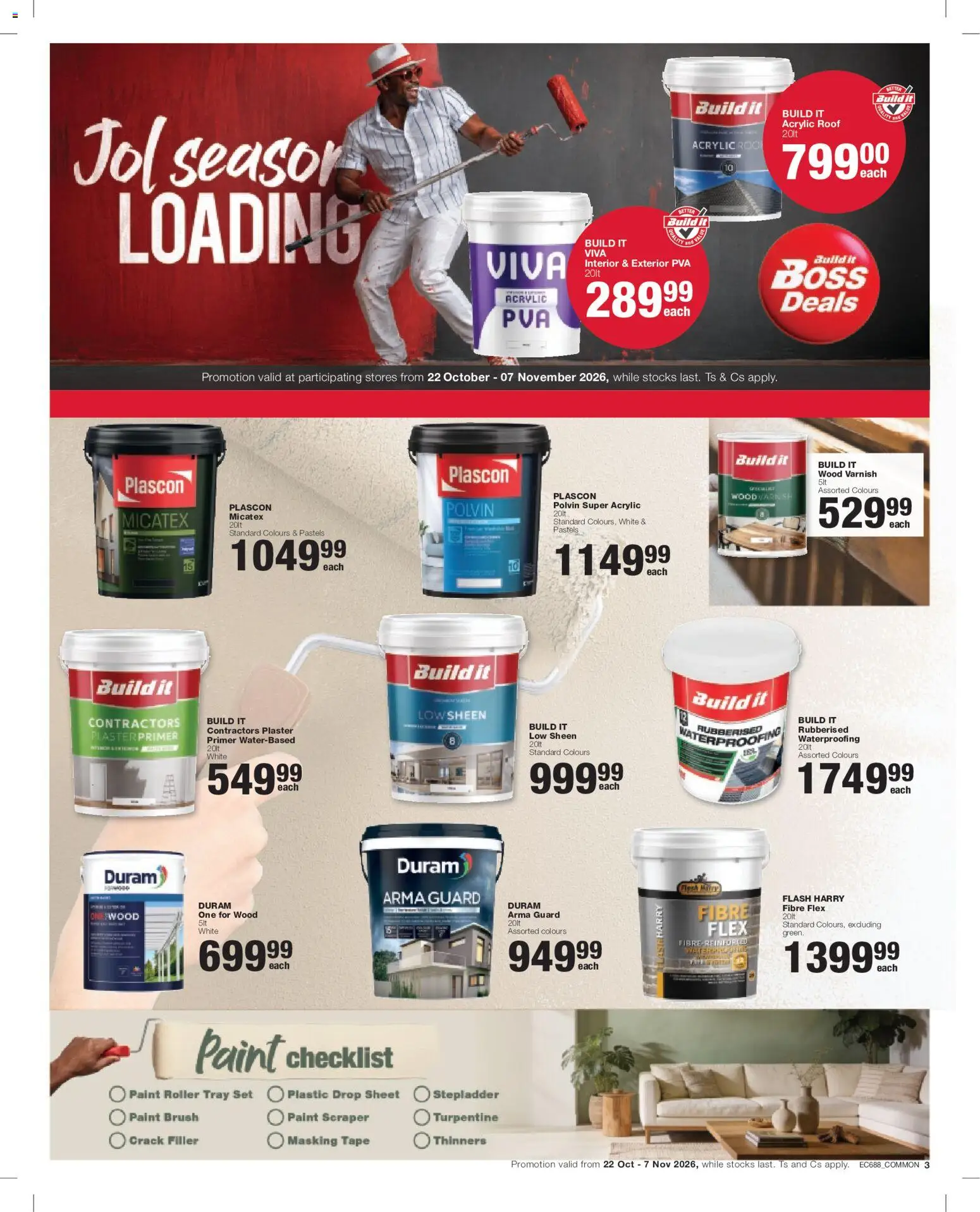 New Build It catalogue – valid from 22/10/2026 | Page: 3 | Products: Tray, Paint, Polvin, Crack filler