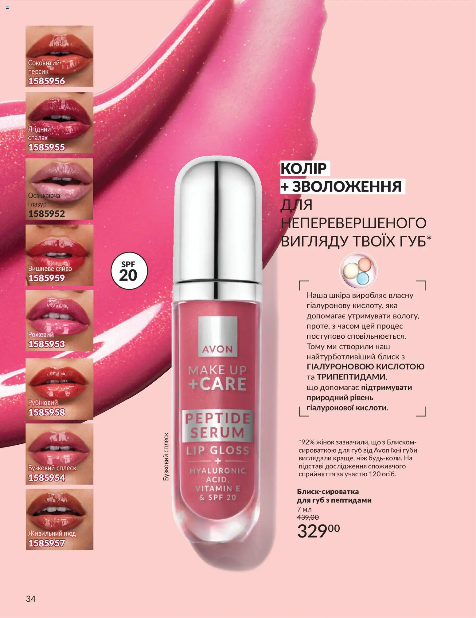 AVON Kаталог - дійснийкції з 31.08.2026 | Сторінка: 34 | Товари: Персик, Спалах, Ніж, Глазур