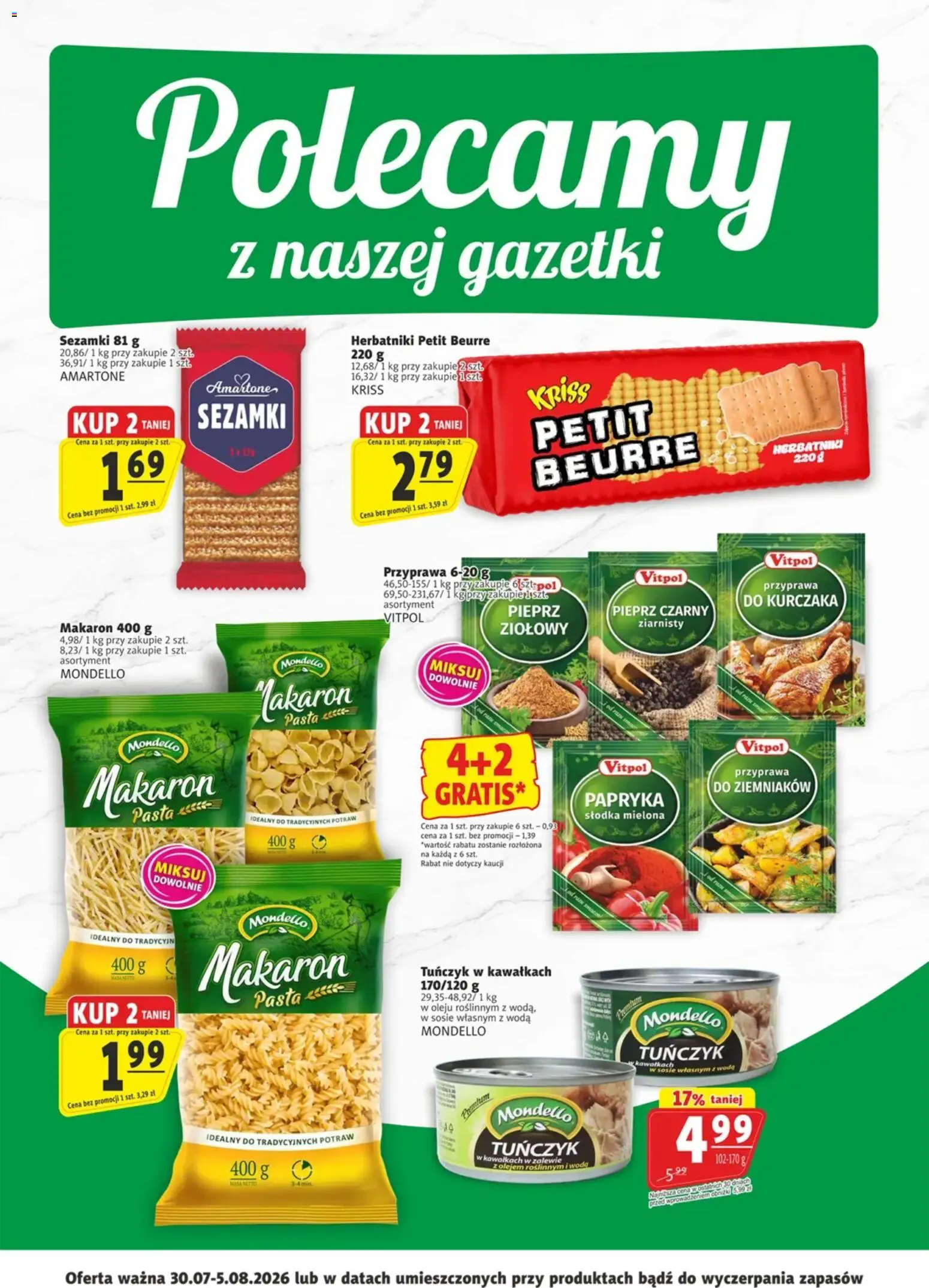 Prim Market promocje - Primcard od 30.07.2026 | Strona: 2 | Produkty: Papryka, Tuńczyk, Herbatniki, Woda
