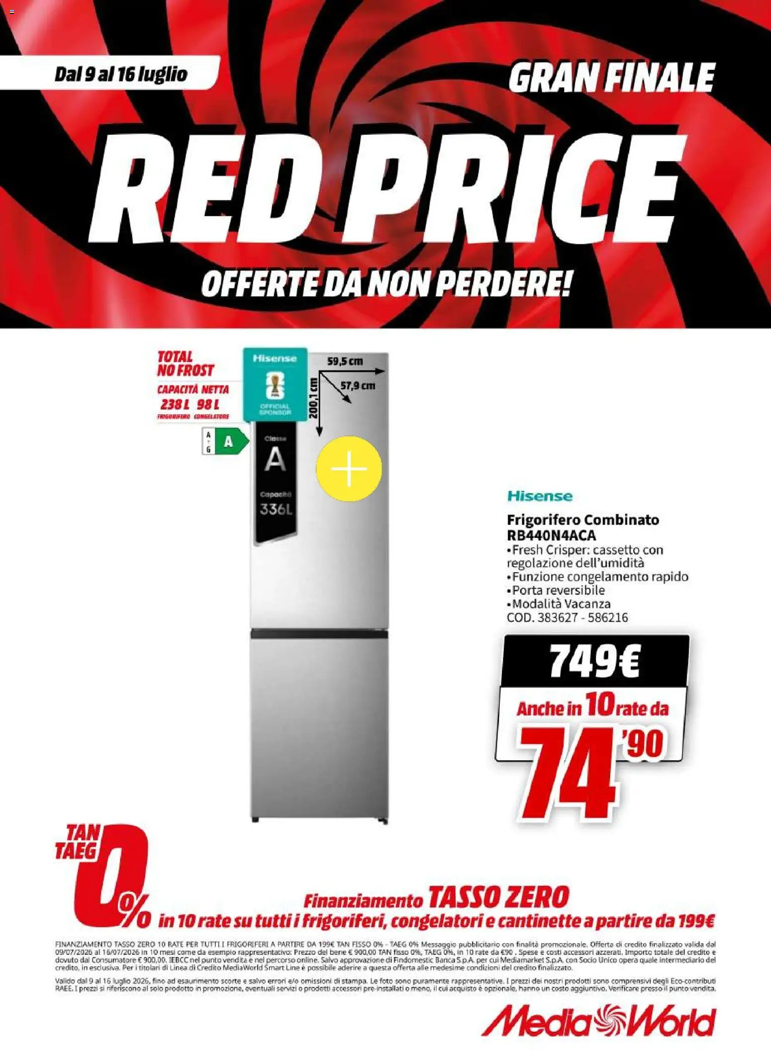 Volantino Media World del 09/07/2026 | Pagina: 60 | Prodotti: Frigorifero, Congelatore, Frigorifero combinato
