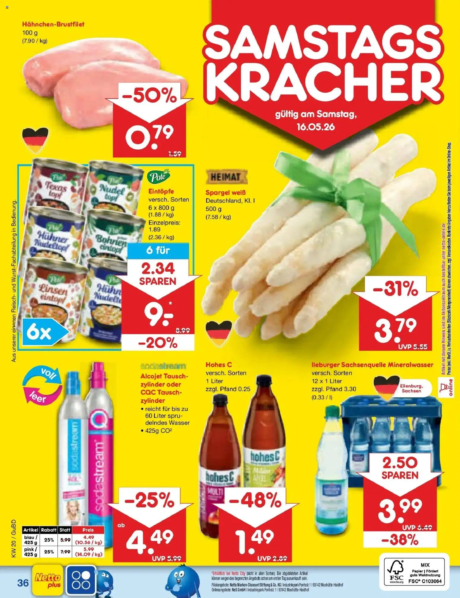 Netto Marken-Discount Prospekt Augustusburg	 – gültig ab 10.05.2026 | Seite: 45 | Produkte: Spargel, Wasser, Hohes c, Sodastream