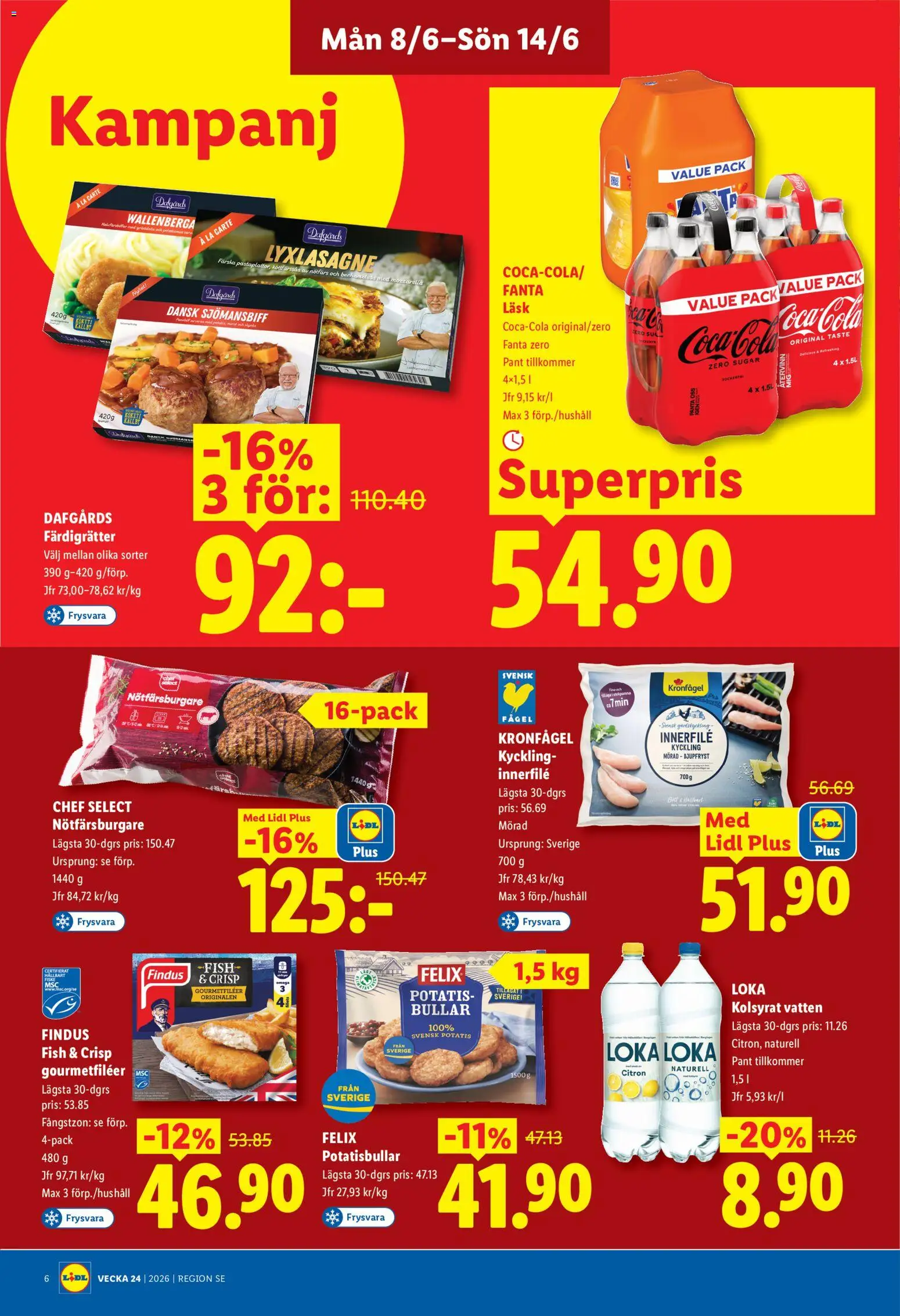 Lidl reklamblad aktuell från 08.06.2026 | Sida: 6 | Produkter: Nötfärs, Potatisbullar, Potatis, Citron