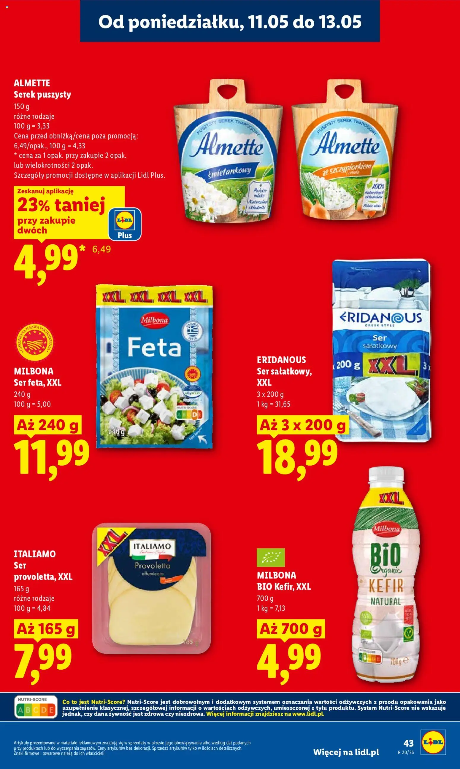 Lidl Polsko leták od 11.05.2026 | Strana: 43 | Produkty: Kefír, Milbona, Feta