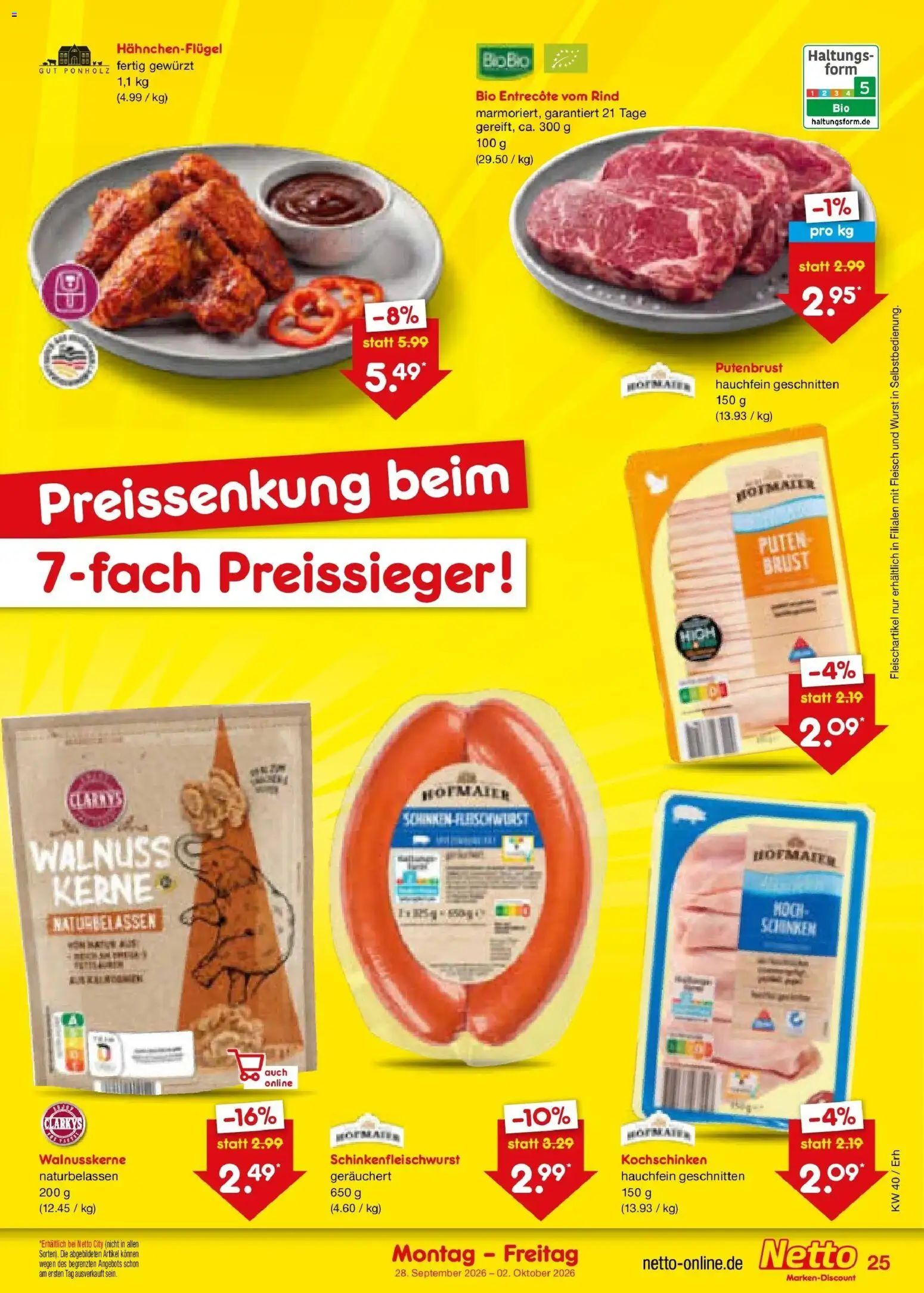 Netto Marken-Discount Prospekt Ergolding – gültig ab 28.09.2026 | Seite: 35 | Produkte: Entrecote, Wurst, Schinken, Fleisch