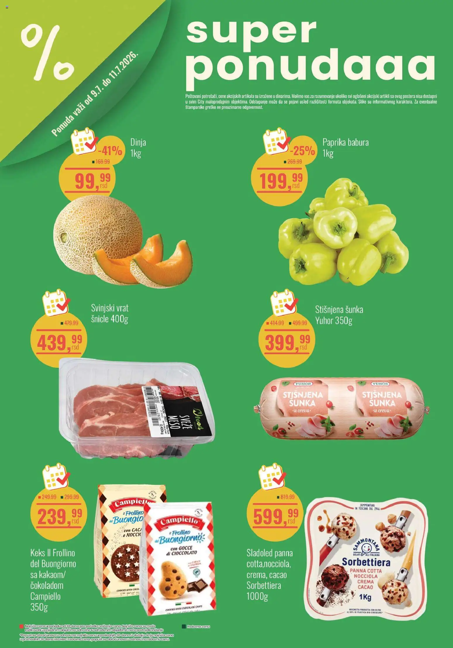 Aroma Market katalog - važi od 09.07.2026 | Strana: 1 | Proizvode: Paprika, Svinjski vrat, Šunka, Paprika babura