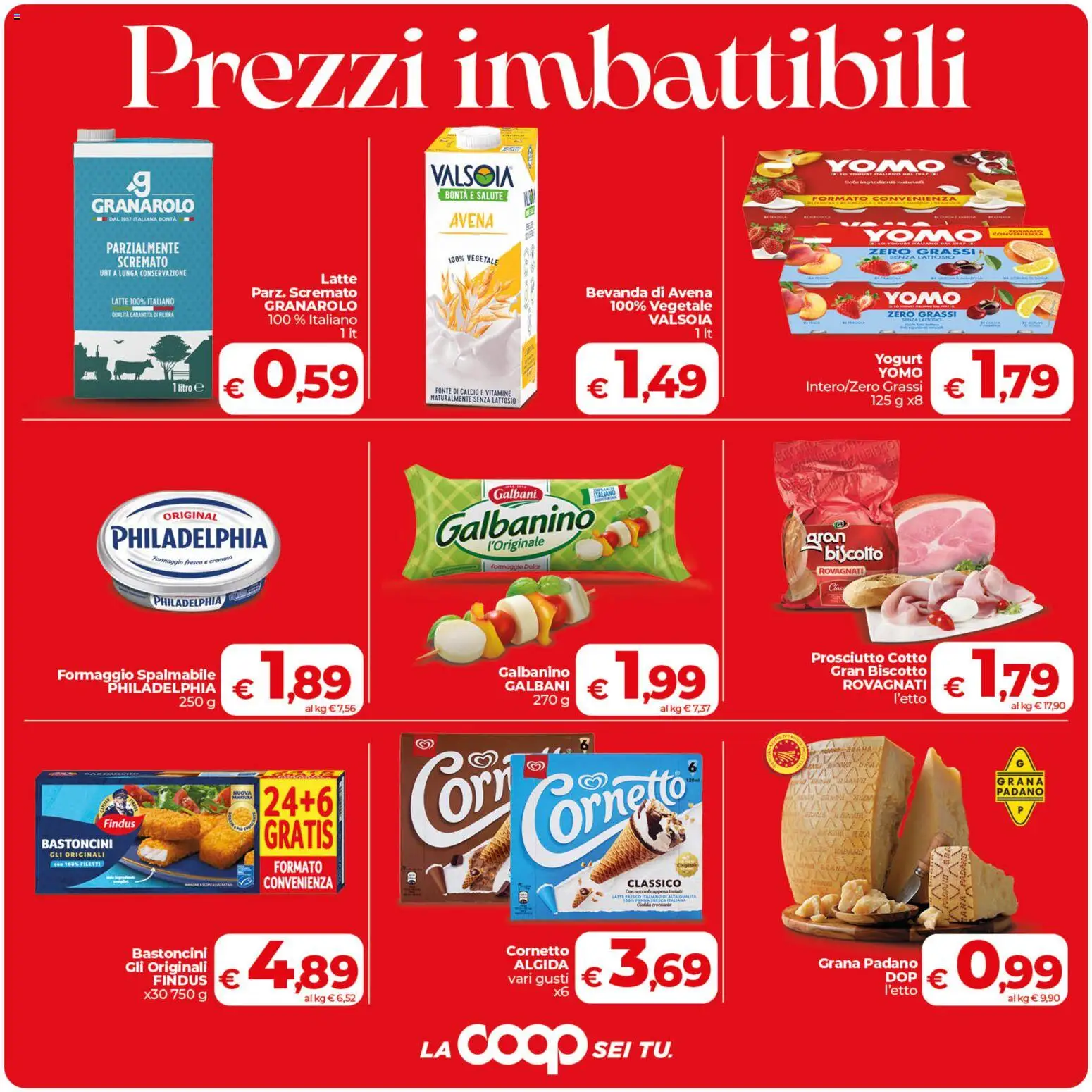Volantino COOP del 30/07/2026 | Pagina: 4 | Prodotti: Bevanda di avena, Latte, Formaggio, Grana Padano