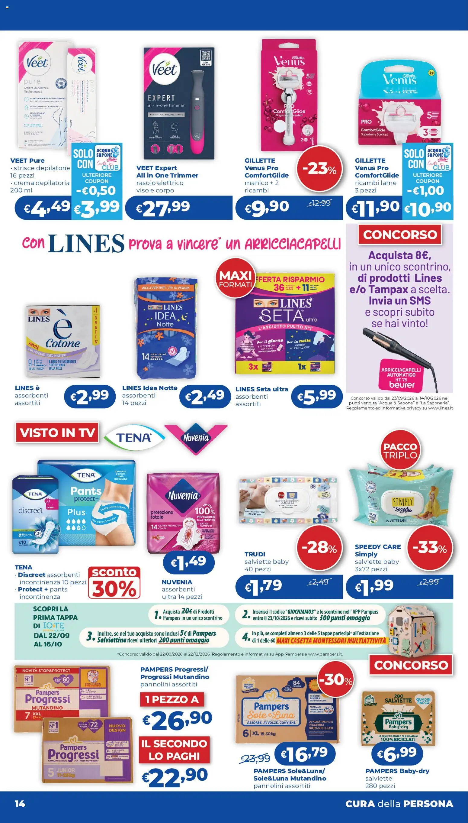 Volantino Acqua e Sapone del 24/09/2026 | Pagina: 14 | Prodotti: Strisce, Sapone, Crema depilatoria, Acqua