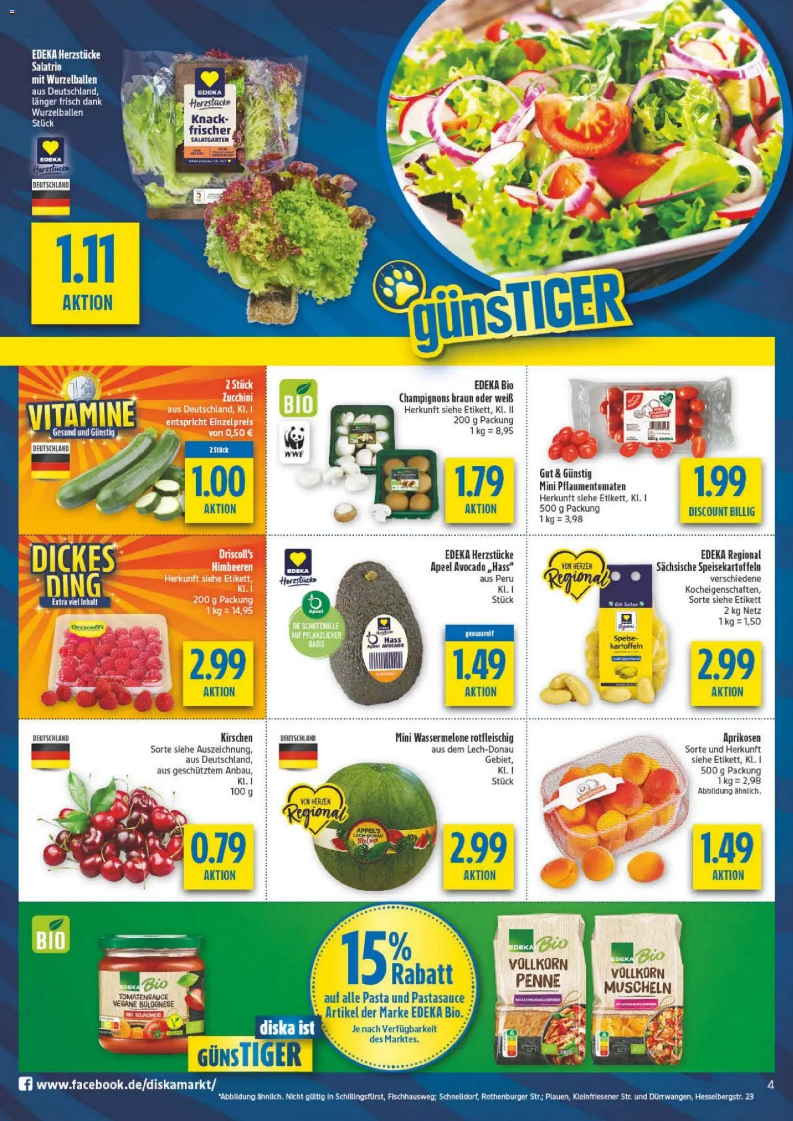 Diska - Diska Angebote Sachsen-Thüringen KW33 – gültig ab 10.08.2026 | Seite: 4 | Produkte: Himbeeren, Champignons, Kartoffeln, Zucchini